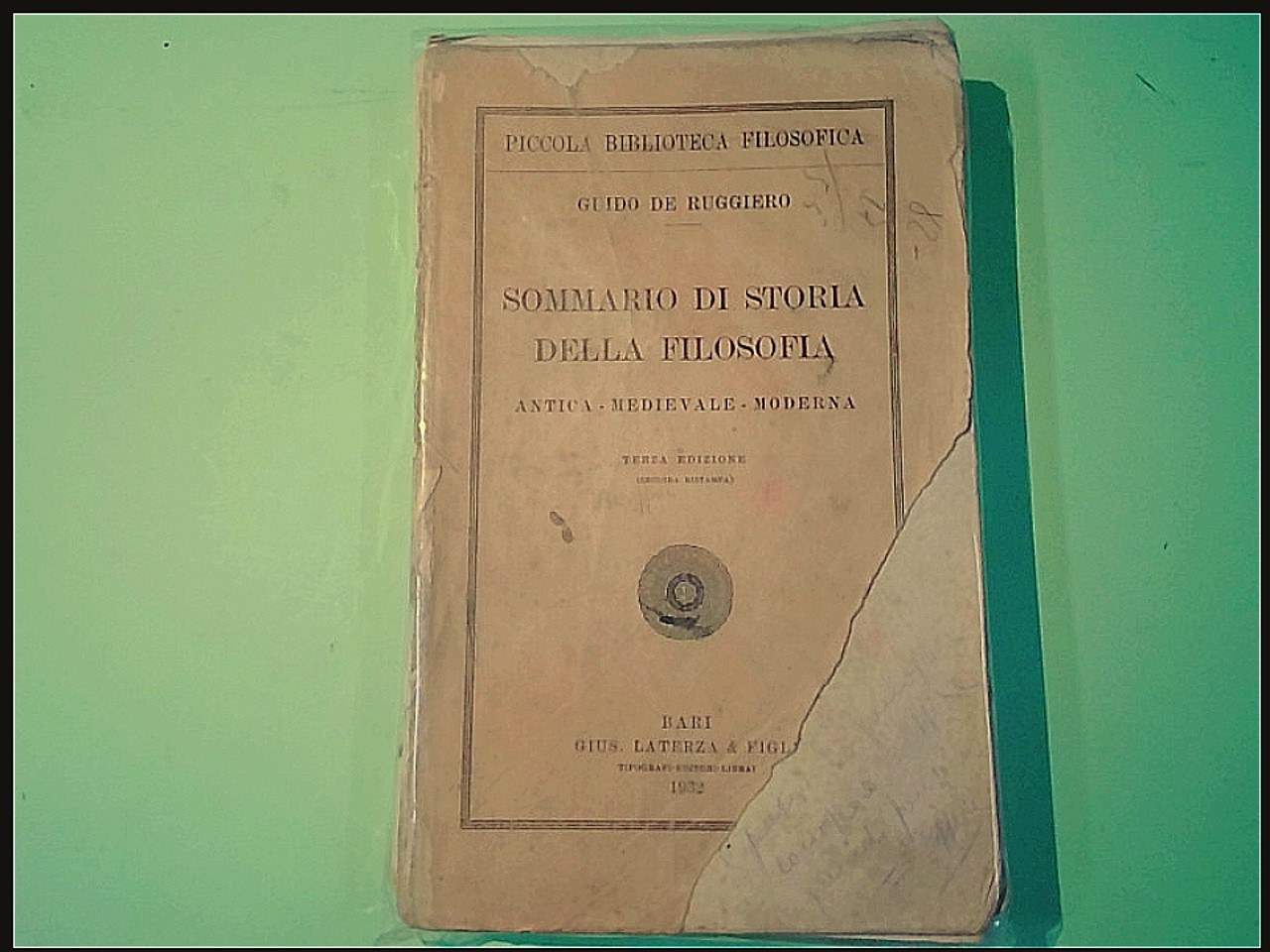SOMMARIO DI STORIA DELLA FILOSOFIA