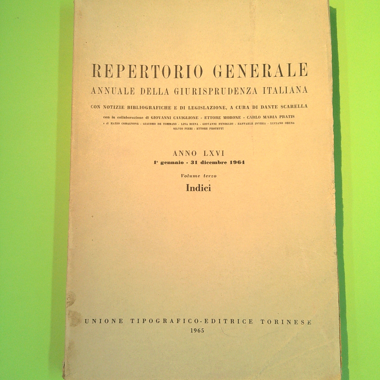 REPERTORIO GENERALE DELLA GIURISPRUDENZA ITALIANA LXVI VOL III INDICI