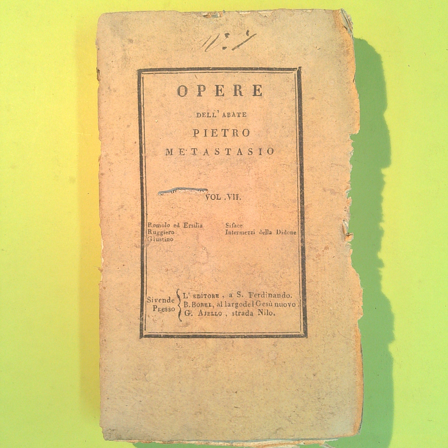 OPERE PIETRO METASTASIO VOL VII