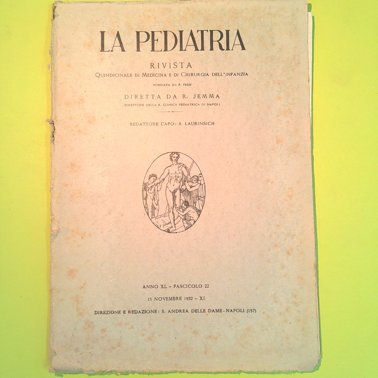 LA PEDIATRIA NOVEMBRE 1932 FASCICOLO 22