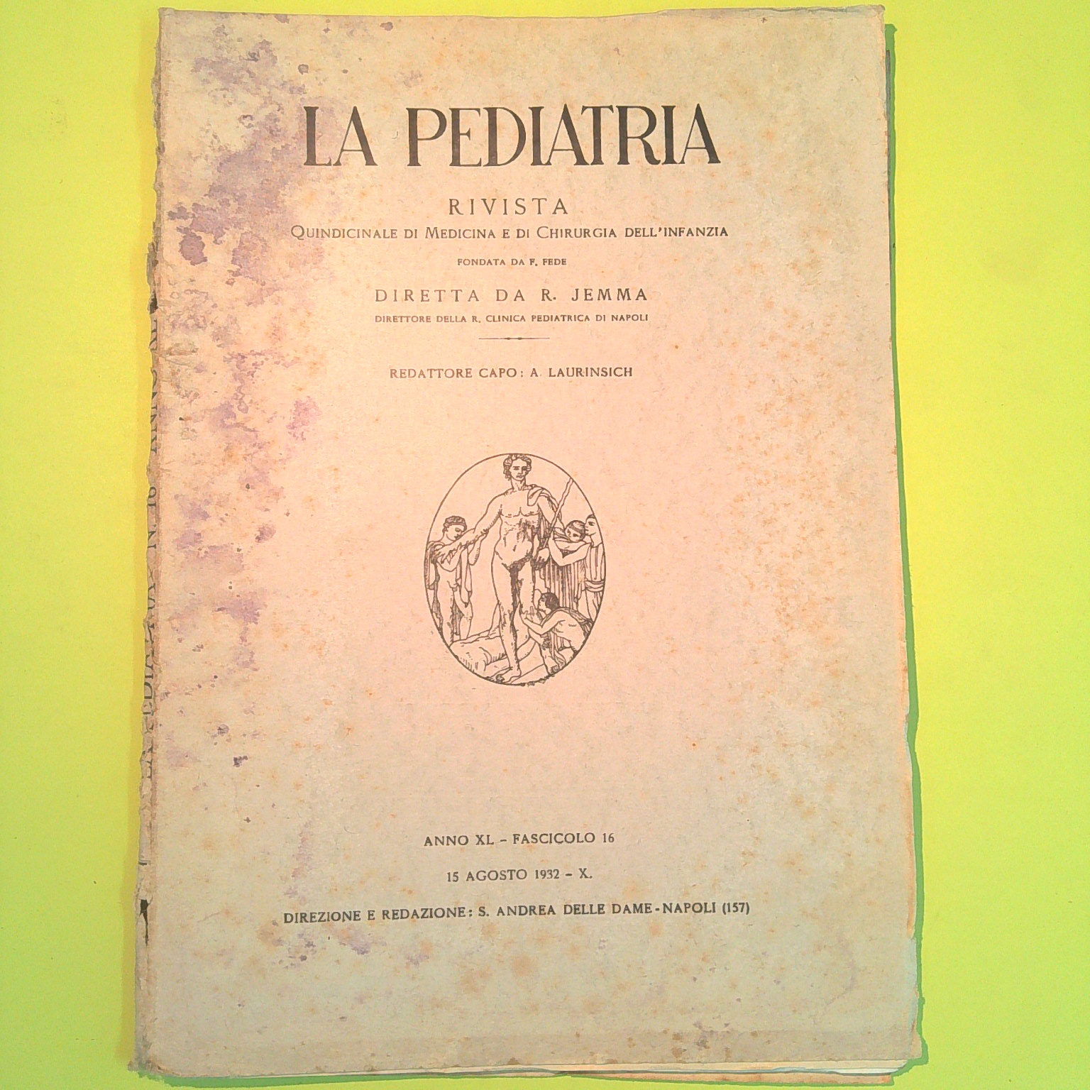 LA PEDIATRIA AGOSTO 1932 FASCICOLO 16