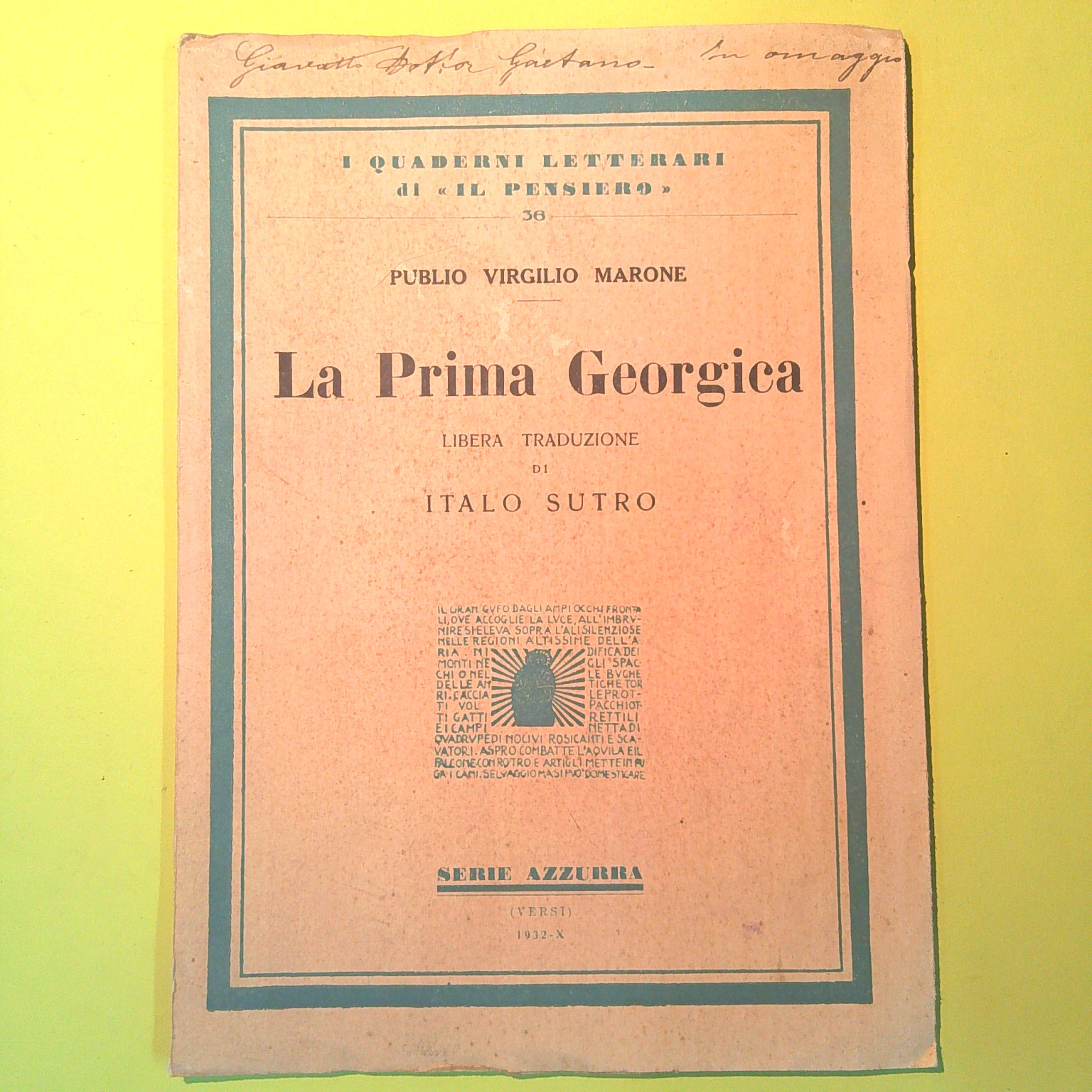LA PRIMA GEORGICA
