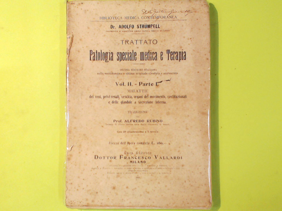 TRATTATO PATOLOGIA SPECIALE MEDICA E TERAPIA VOL II PARTE I
