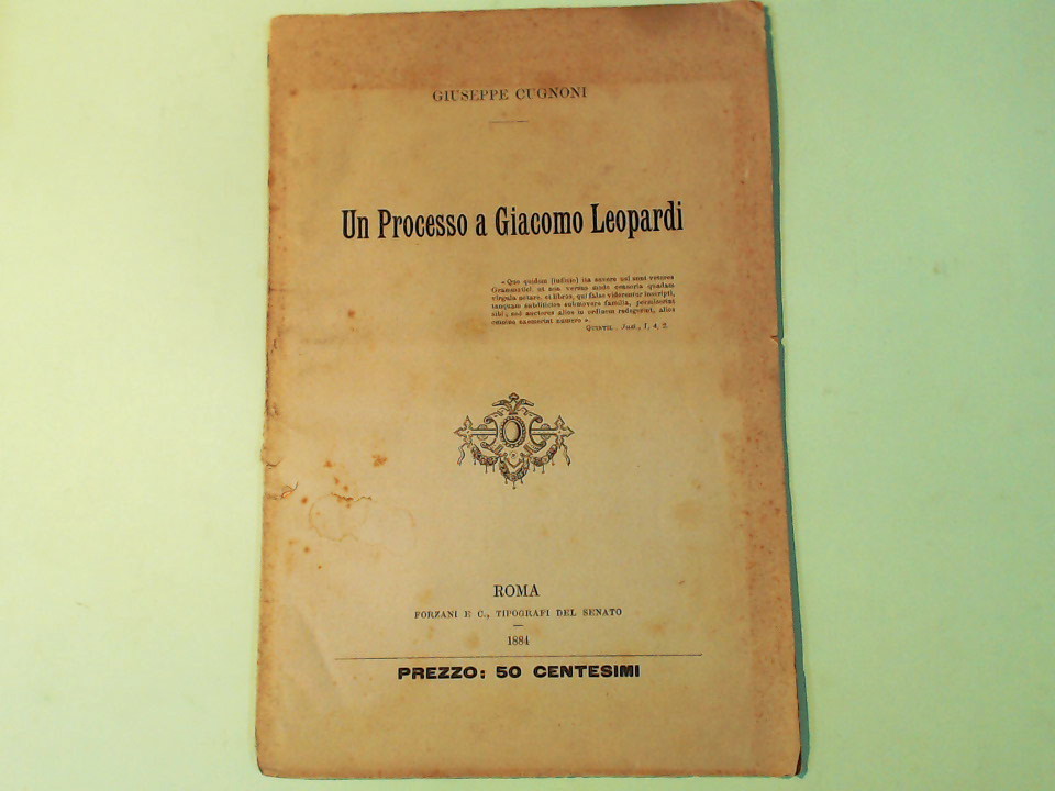 UN PROCESSO A GIACOMO LEOPARDI