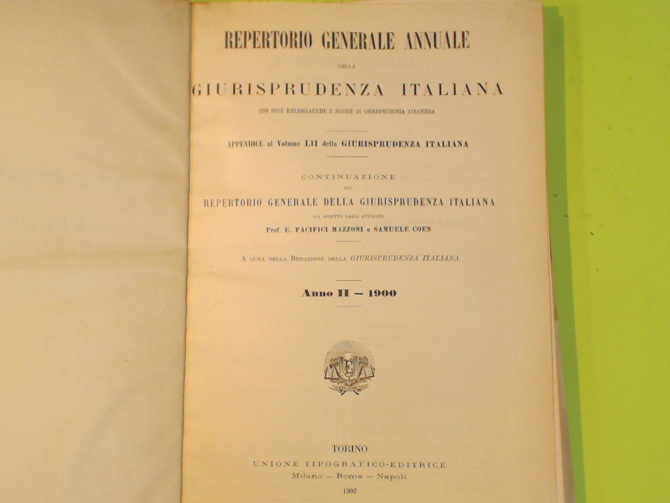 REPERTORIO GENERALE DI GIURISPRUDENZA 1900 - immagine 3