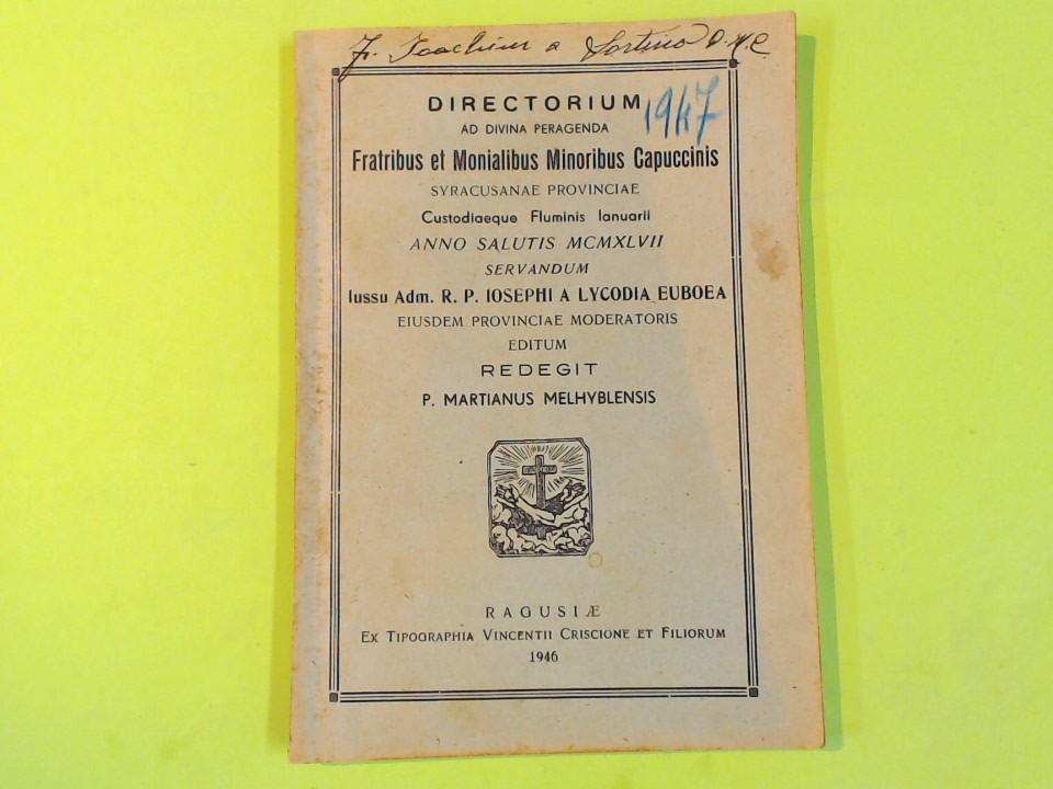 DIRECTORIUM AD DIVINA PERAGENDA A FRATRIBUS MINORIBUS CAPUCCINIS 1946