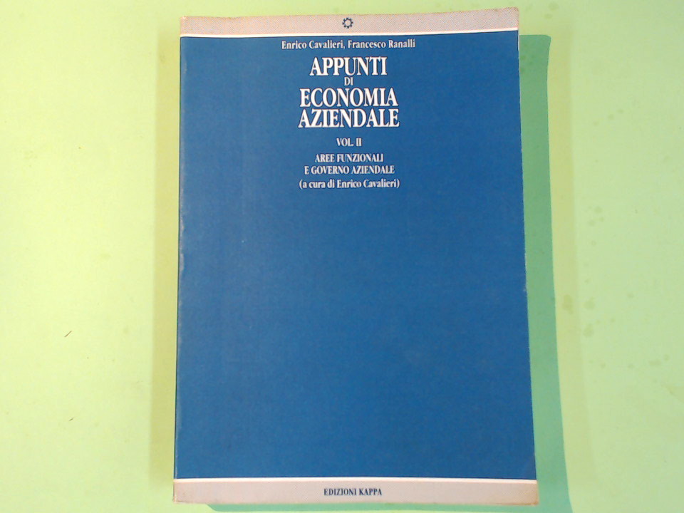APPUNTI DI ECONOMIA AZIENDALE VOL II