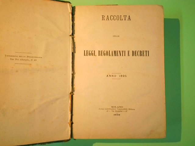 RACCOLTA DELLE LEGGI REGOLAMENTI E DECRETI ANNO 1895 - immagine 2