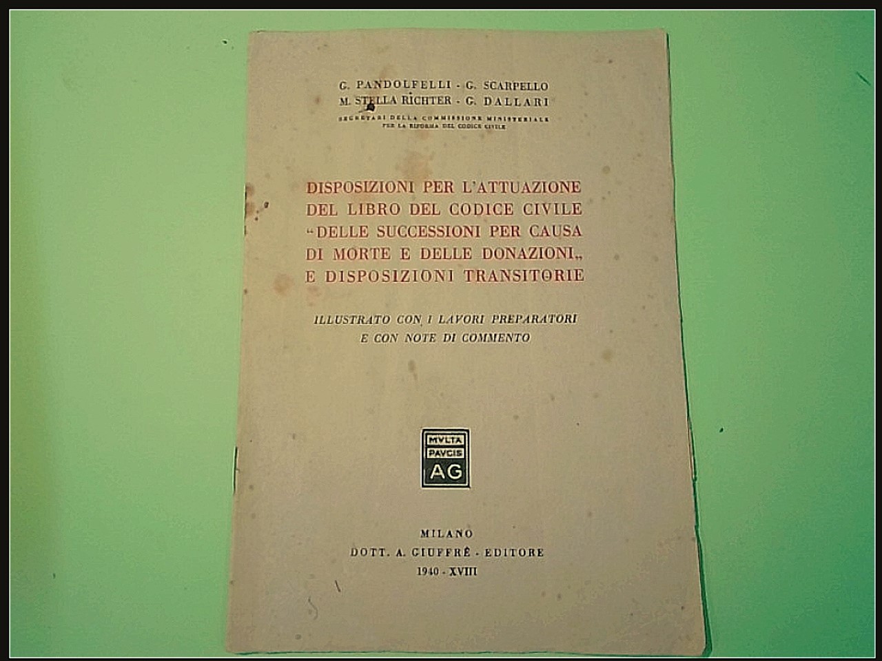DISPOSIZIONI ATTUAZIONE LIBRO SUCCESSIONI CAUSA MORTE E DONAZIONI