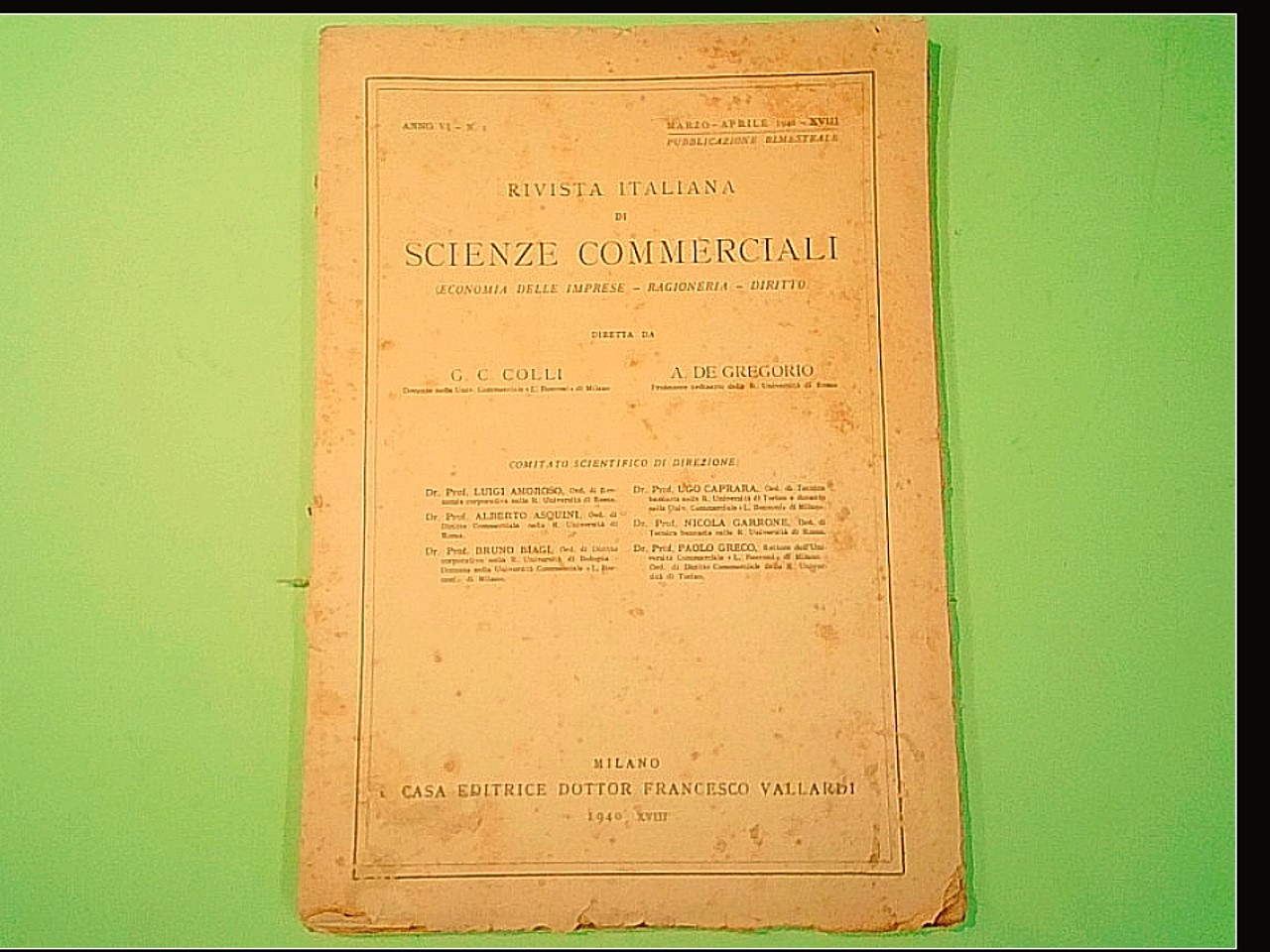 RIVISTA ITALIANA DI SCIENZE COMMERCIALI MARZO APRILE 1940 N. 2