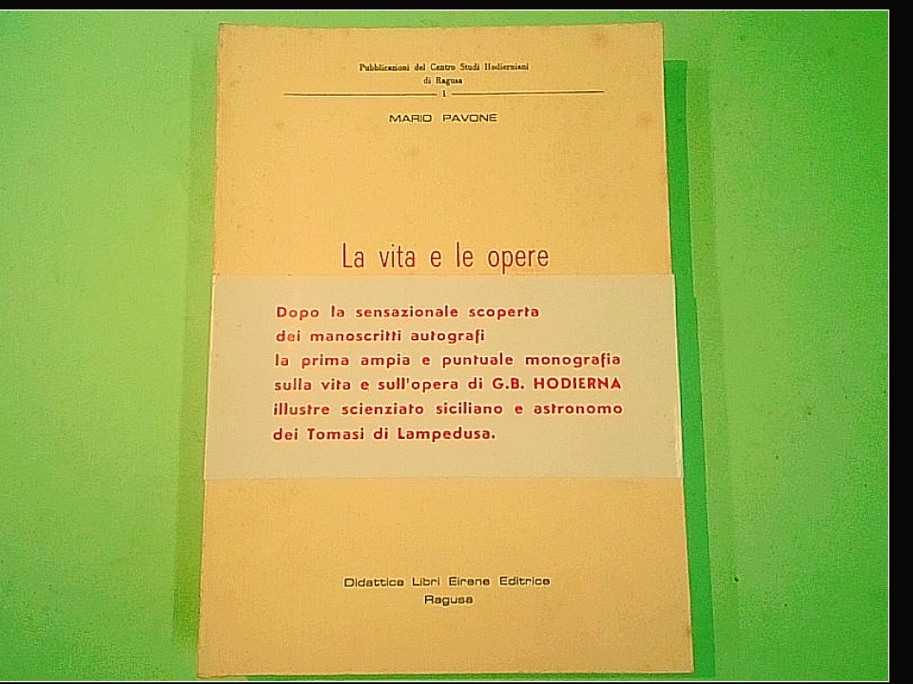 LA VITA E LE OPERE DI GIOVAN BATTISTA HODIERNA