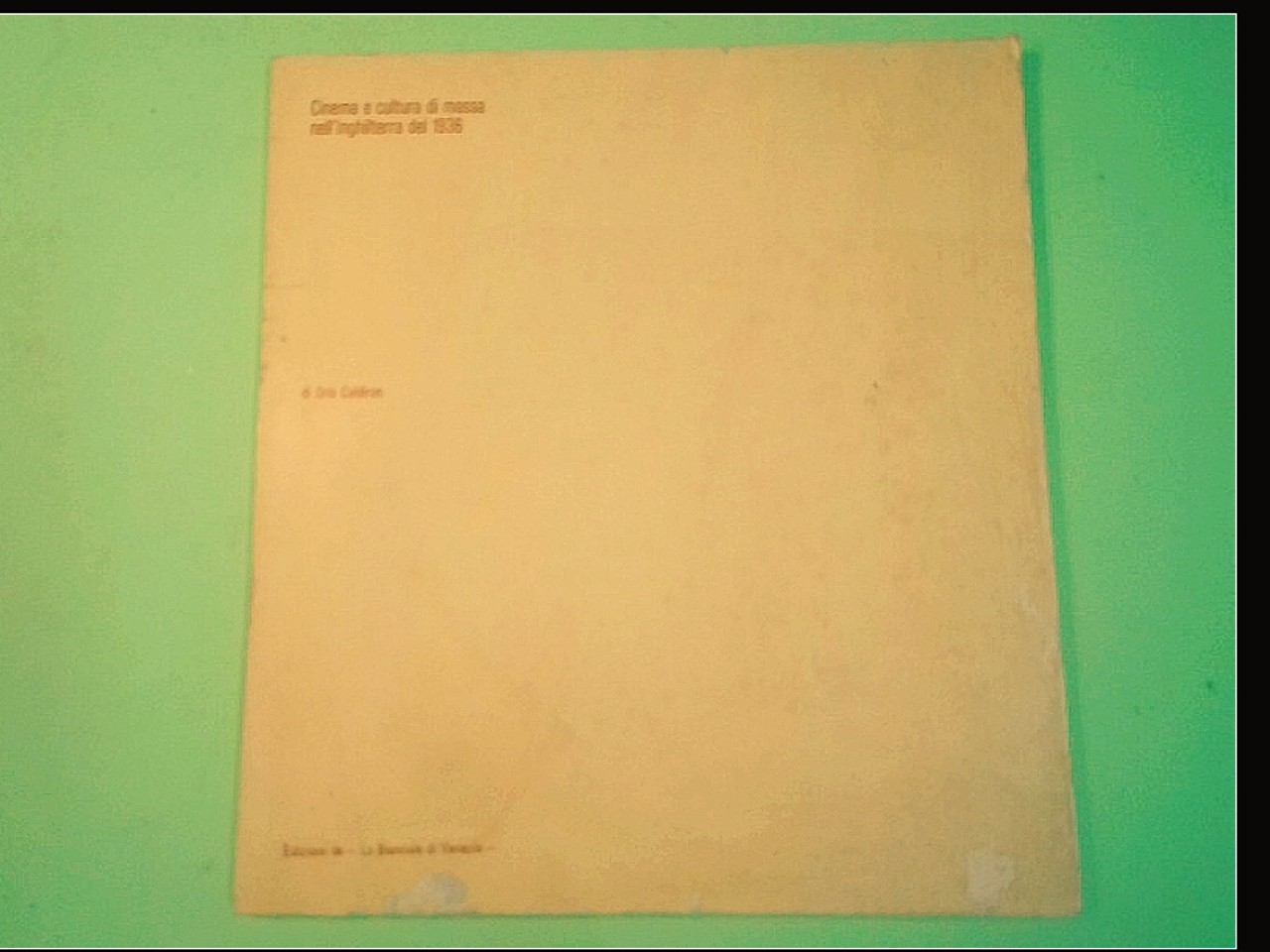 CINEMA E CULTURA DI MASSA NELL'INGHILTERRA DEL 1936