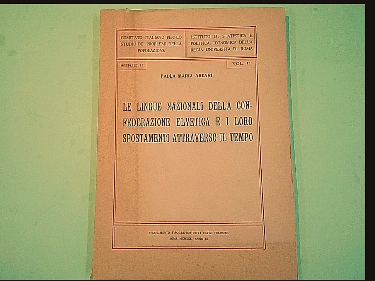 LE LINGUE NAZIONALI DELLA CONFEDERAZIONI ELVETICA VOL II