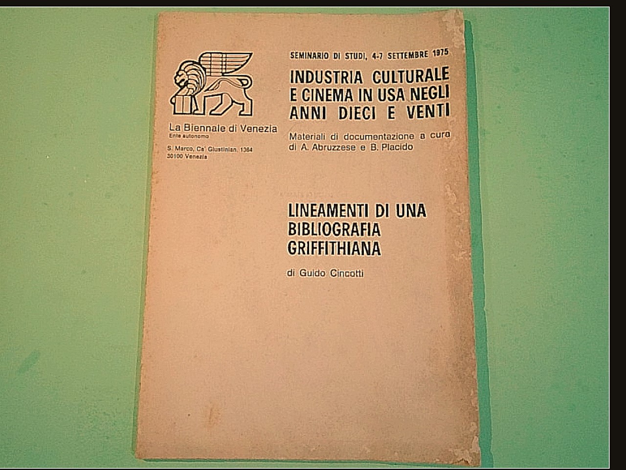 LINEAMENTI DI UNA BIBLIOGRAFIA GRIFFITHIANA