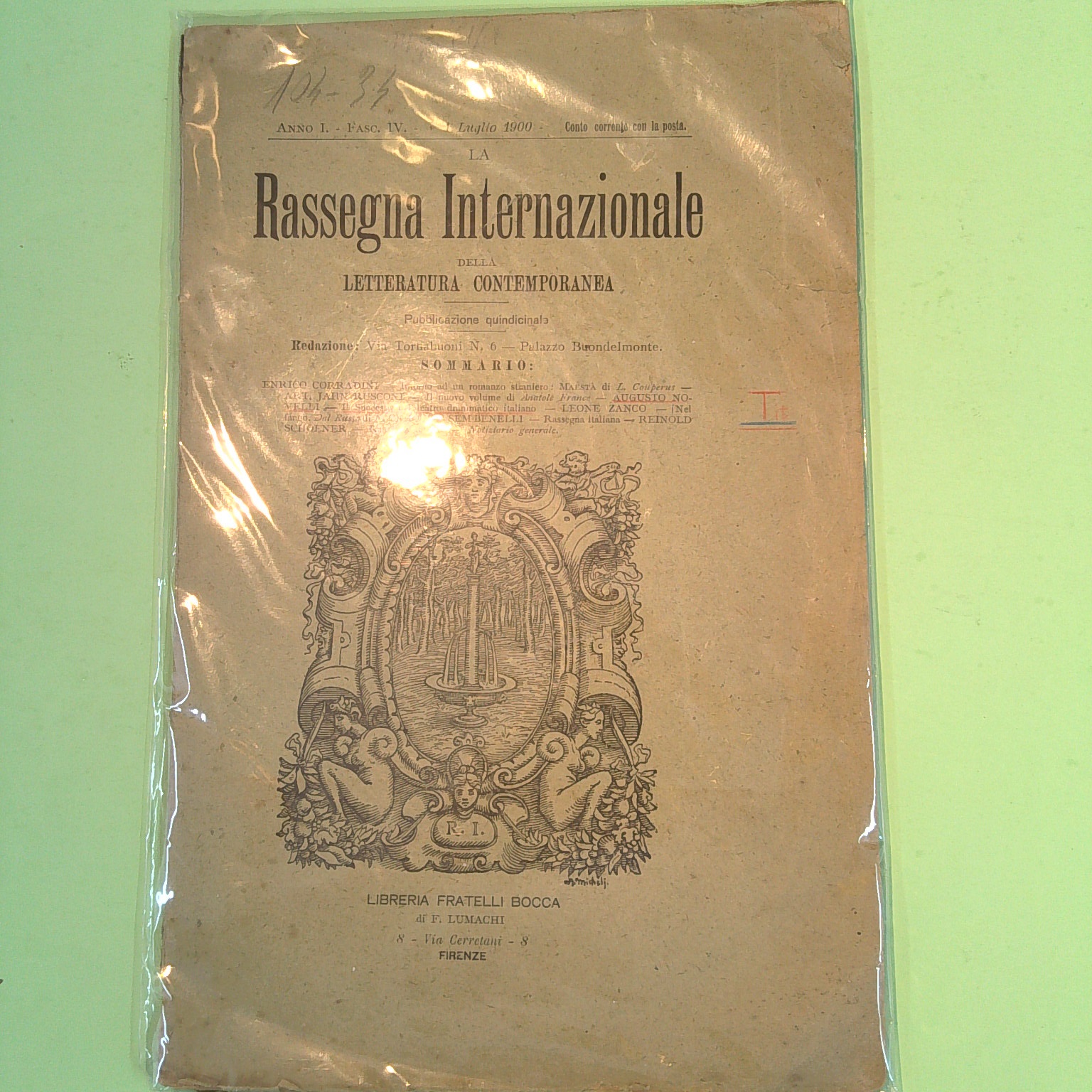 LA RASSEGNA INTERNAZIONALE DELLA LETTERATURA CONTEMPORANEA 1 LUGLIO 1900