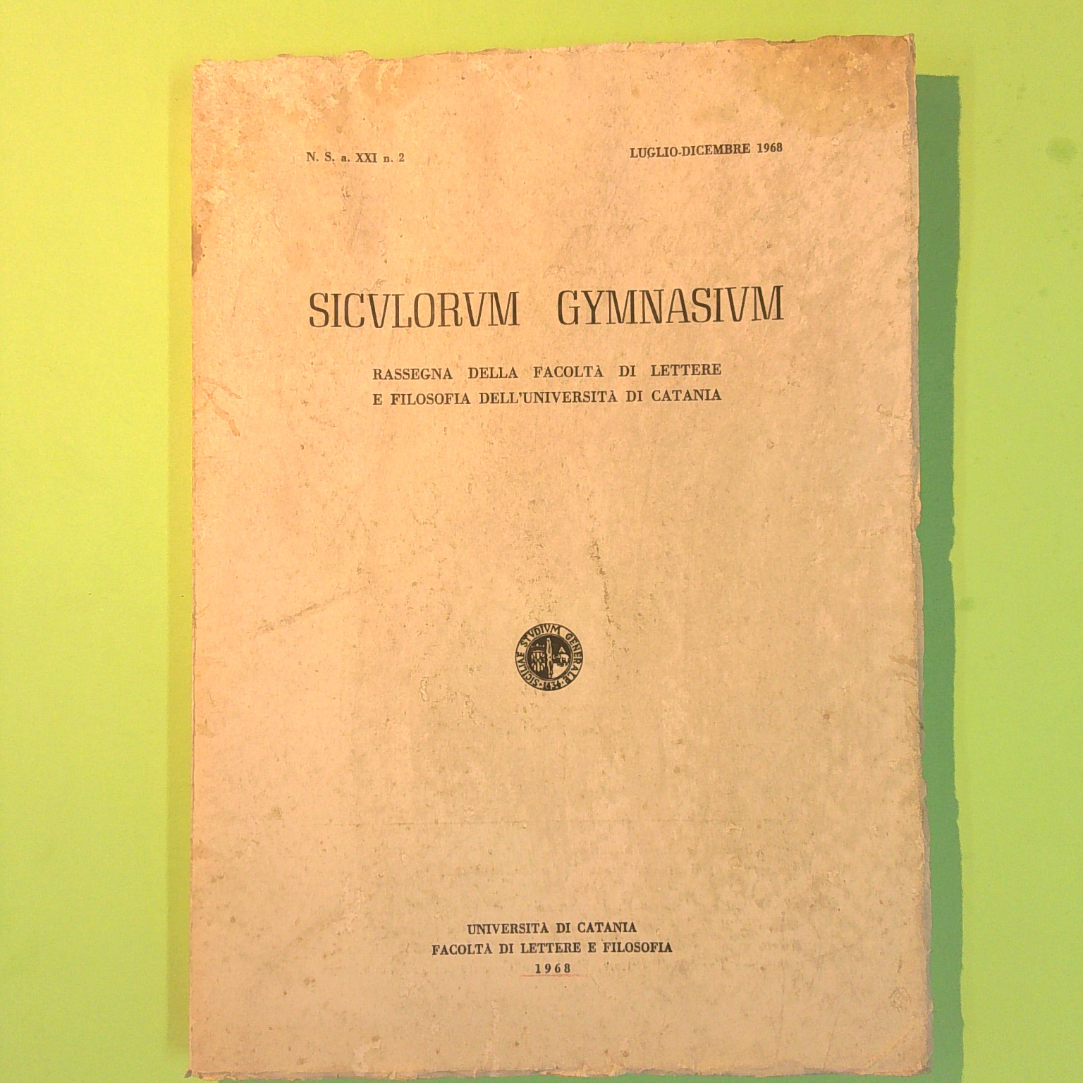 SICULORUM GYMNASIUM LUGLIO DICEMBRE 1968 N. 2