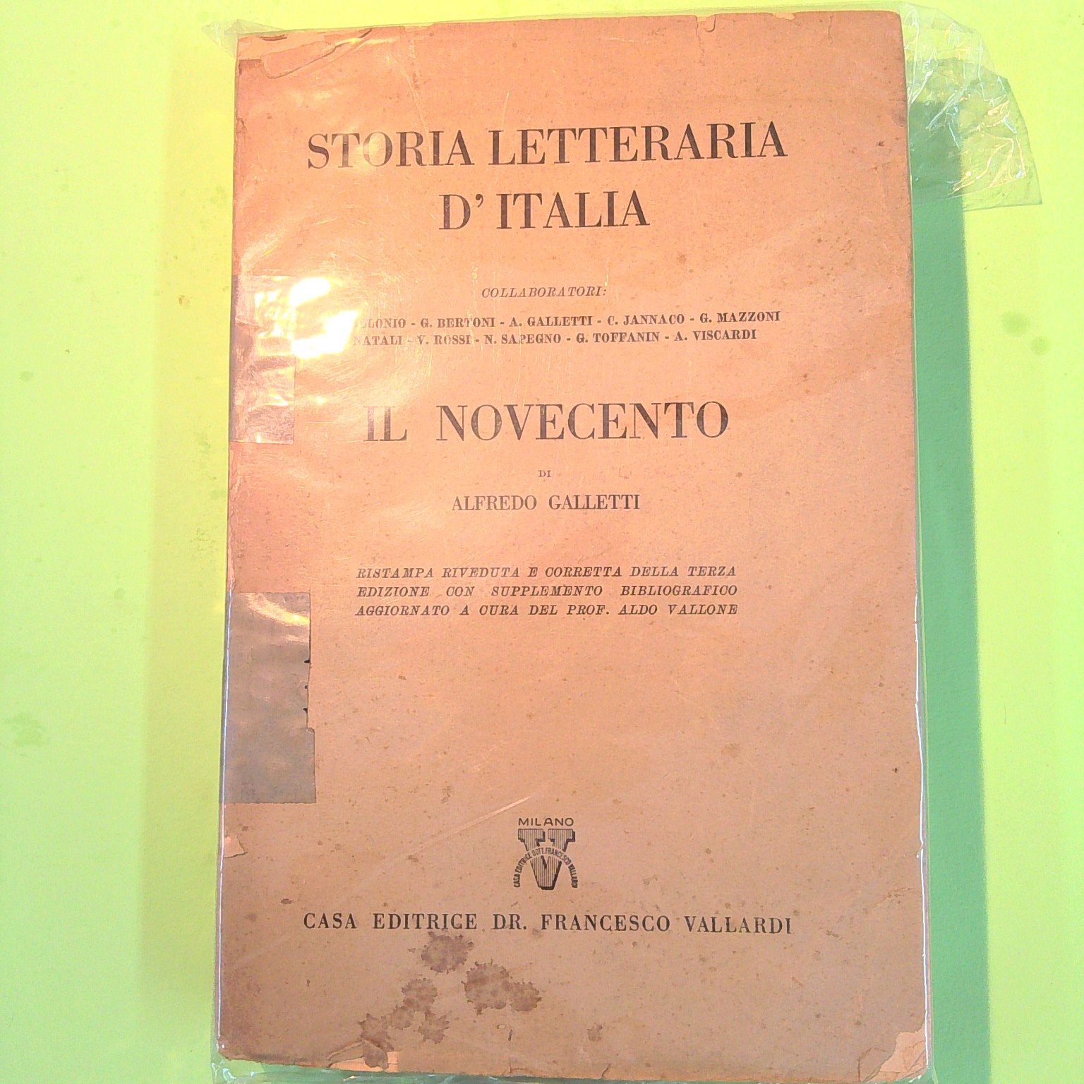 STORIA LETTERARIA D'ITALIA IL NOVECENTO