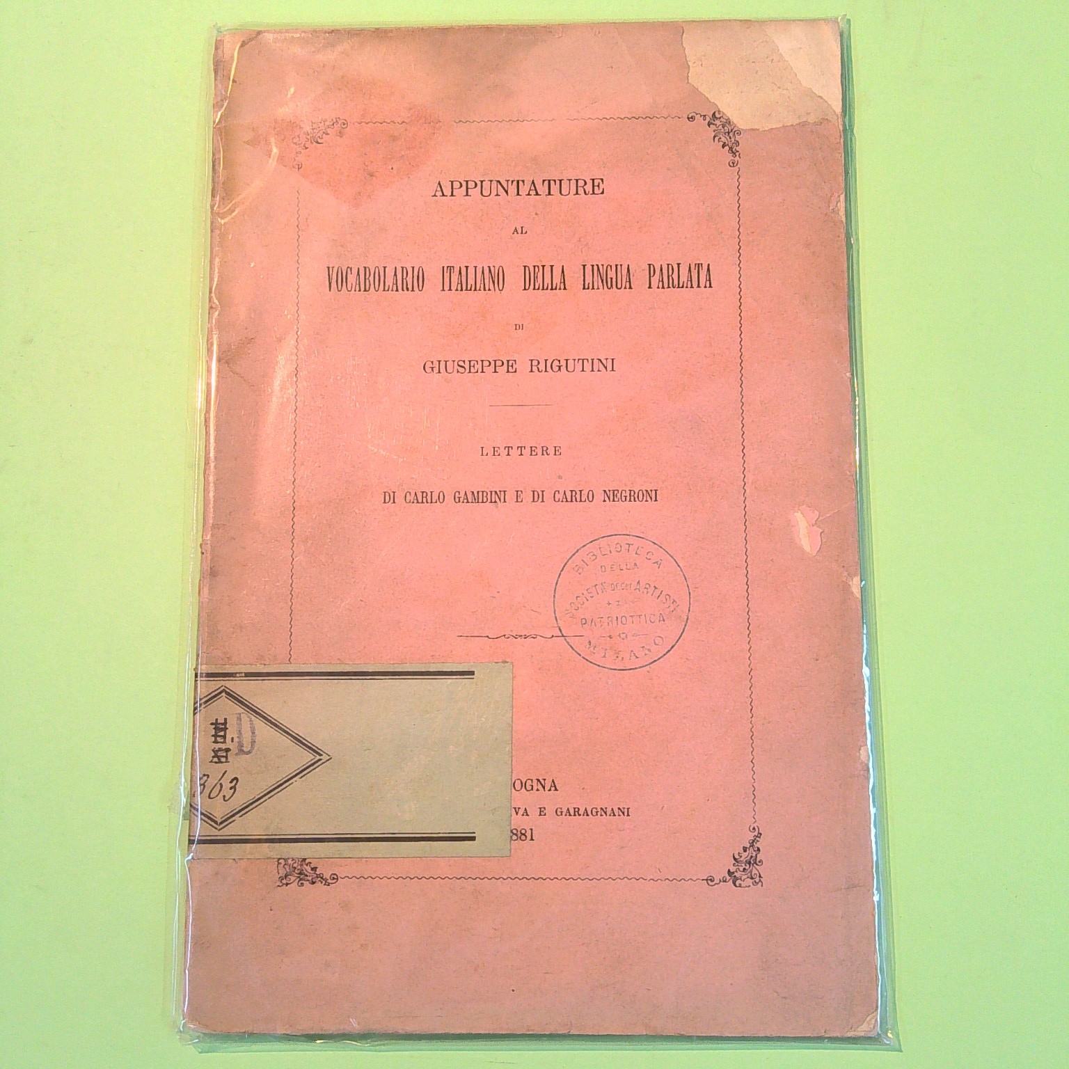APPUNTATURE AL VOCABOLARIO ITALIANO DELLA LINGUA PARLATA