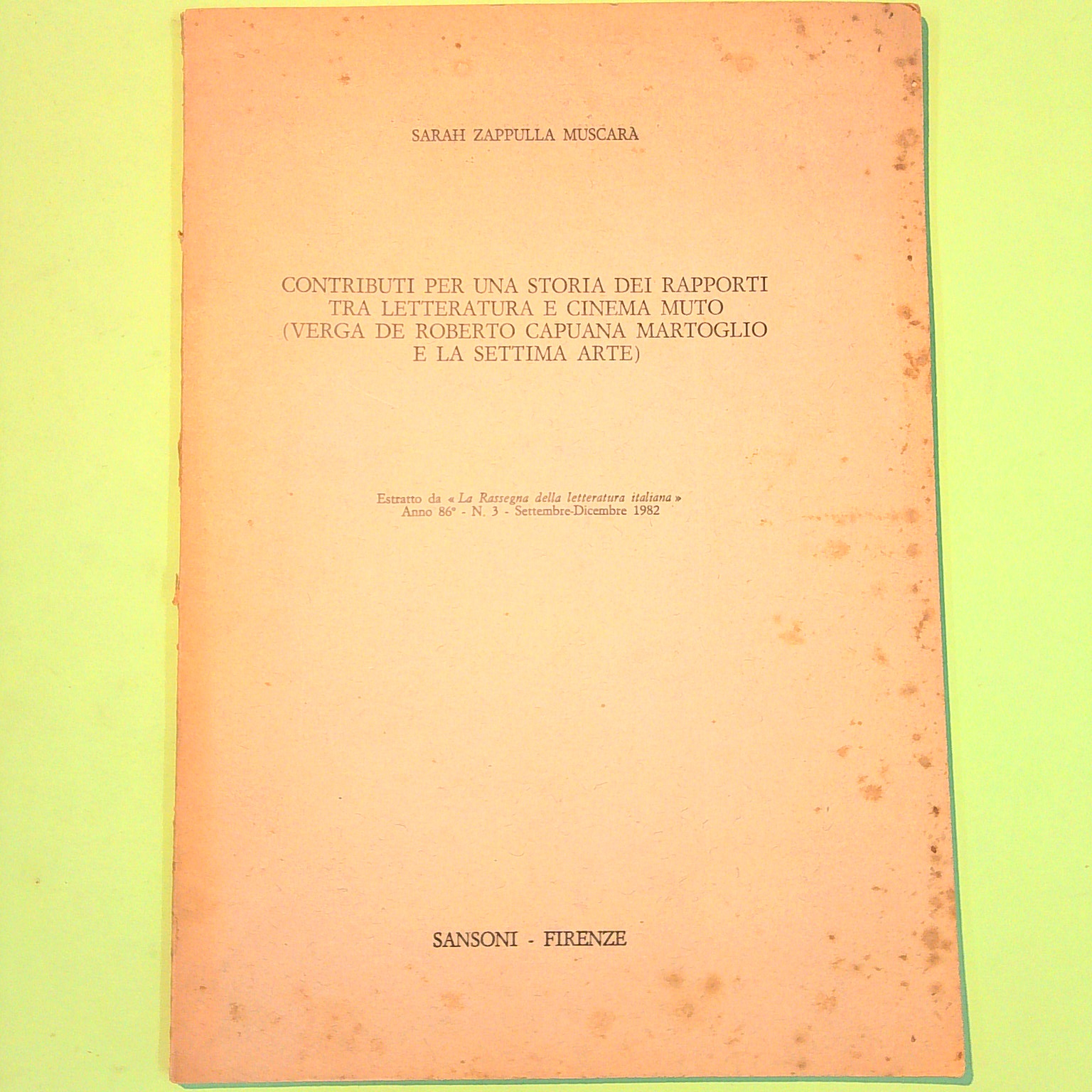 CONTRIBUTI PER UNA STORIA DEI RAPPORTI TRA LETTERATURA E CINEMA MUTO