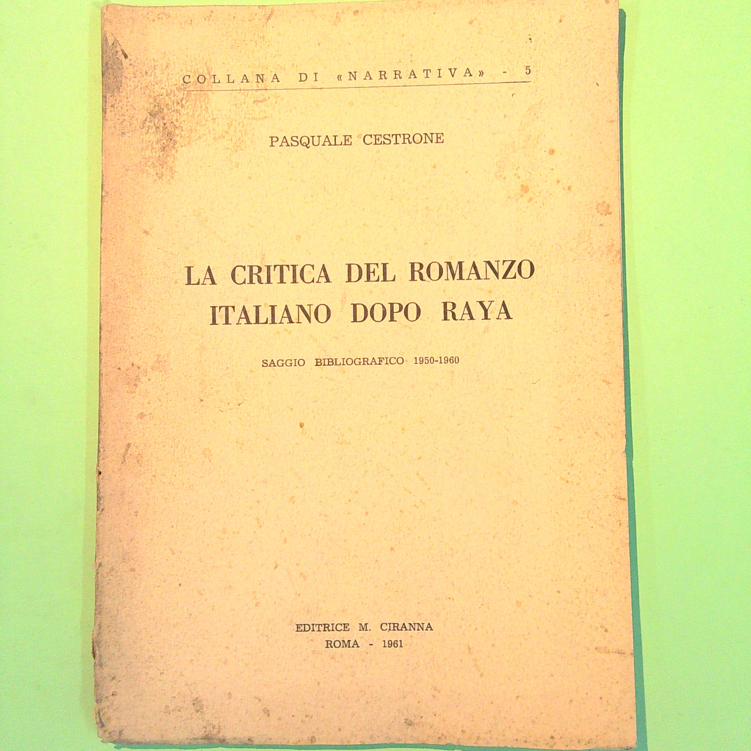 LA CRITICA DEL ROMANZO ITALIANO DOPO RAYA