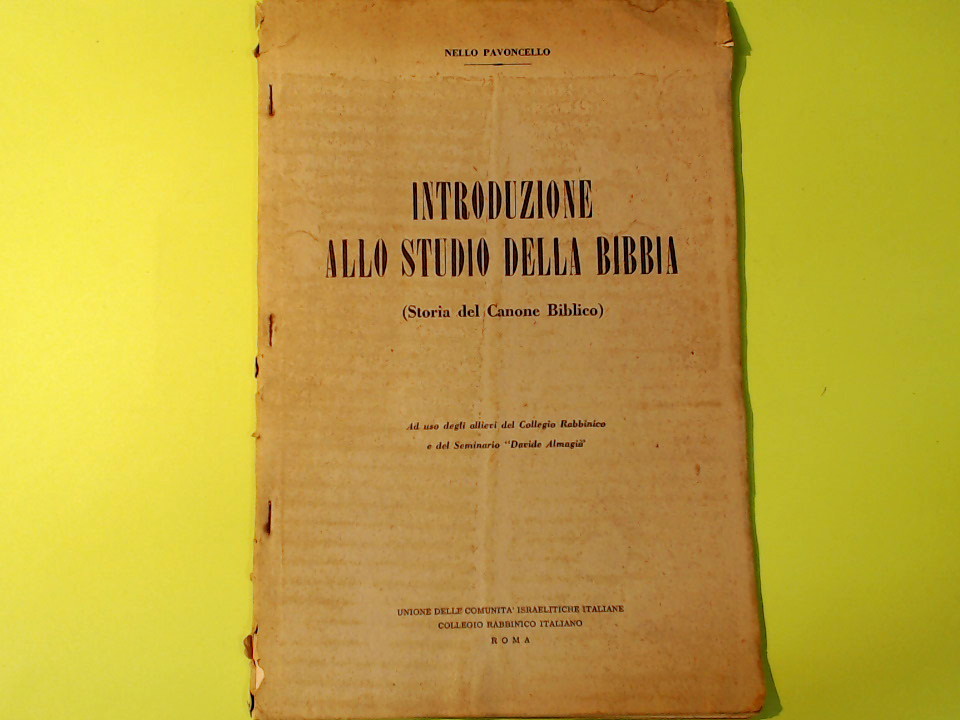 INTRODUZIONE ALLO STUDIO DELLA BIBBIA