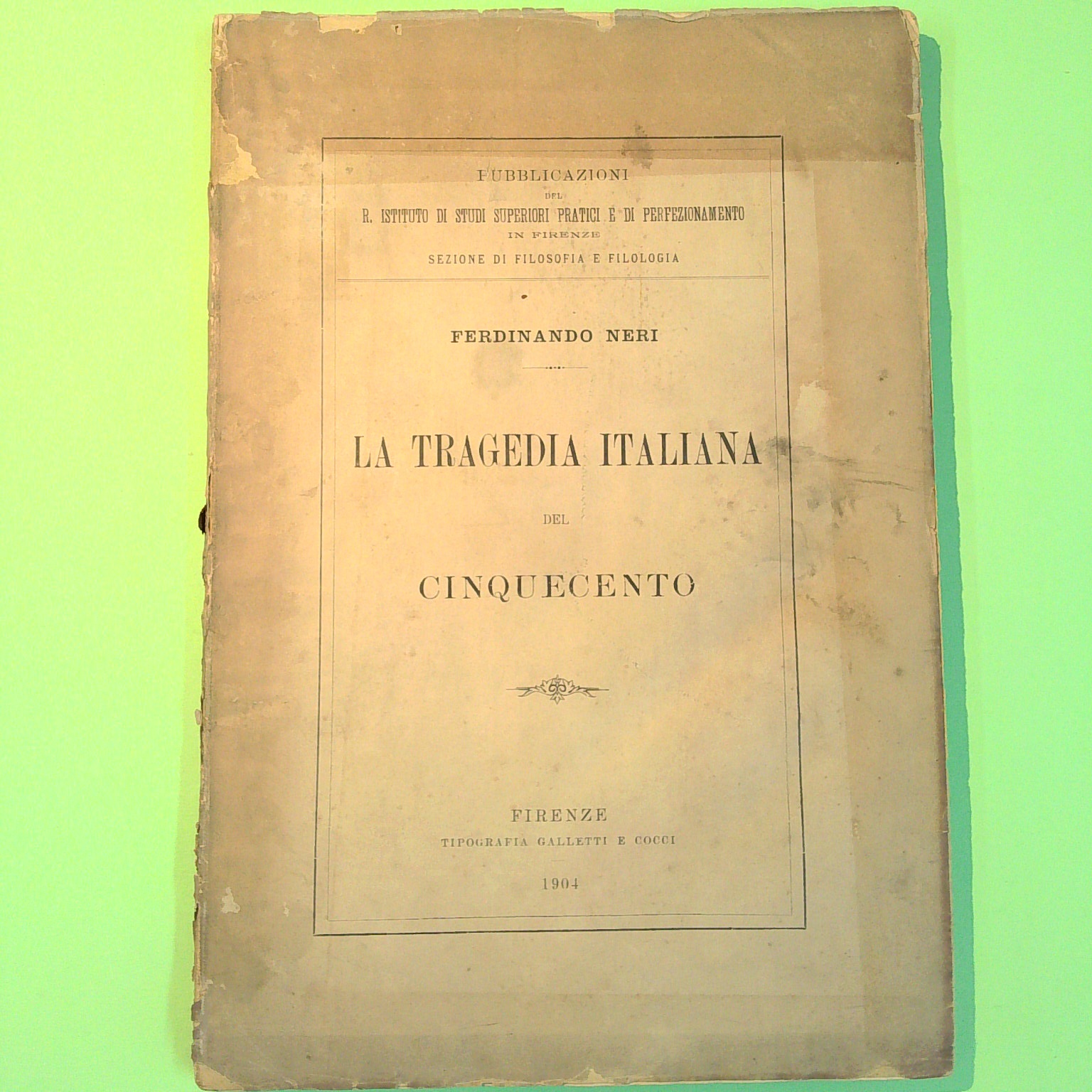 LA TRAGEDIA ITALIANA DEL CINQUECENTO