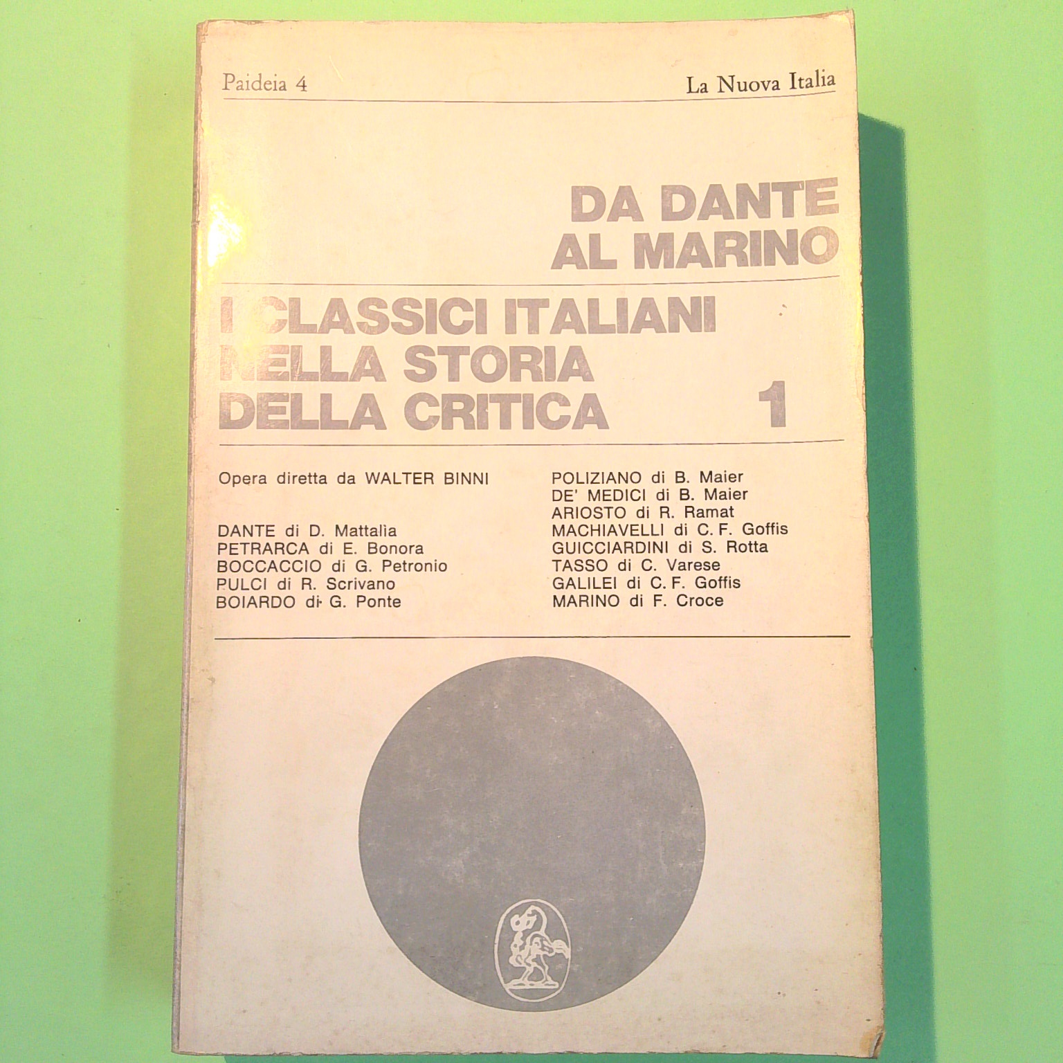 I CLASSICI ITALIANI NELLA STORIA DELLA CRITICA 1 DA DANTE AL MARINO 1974
