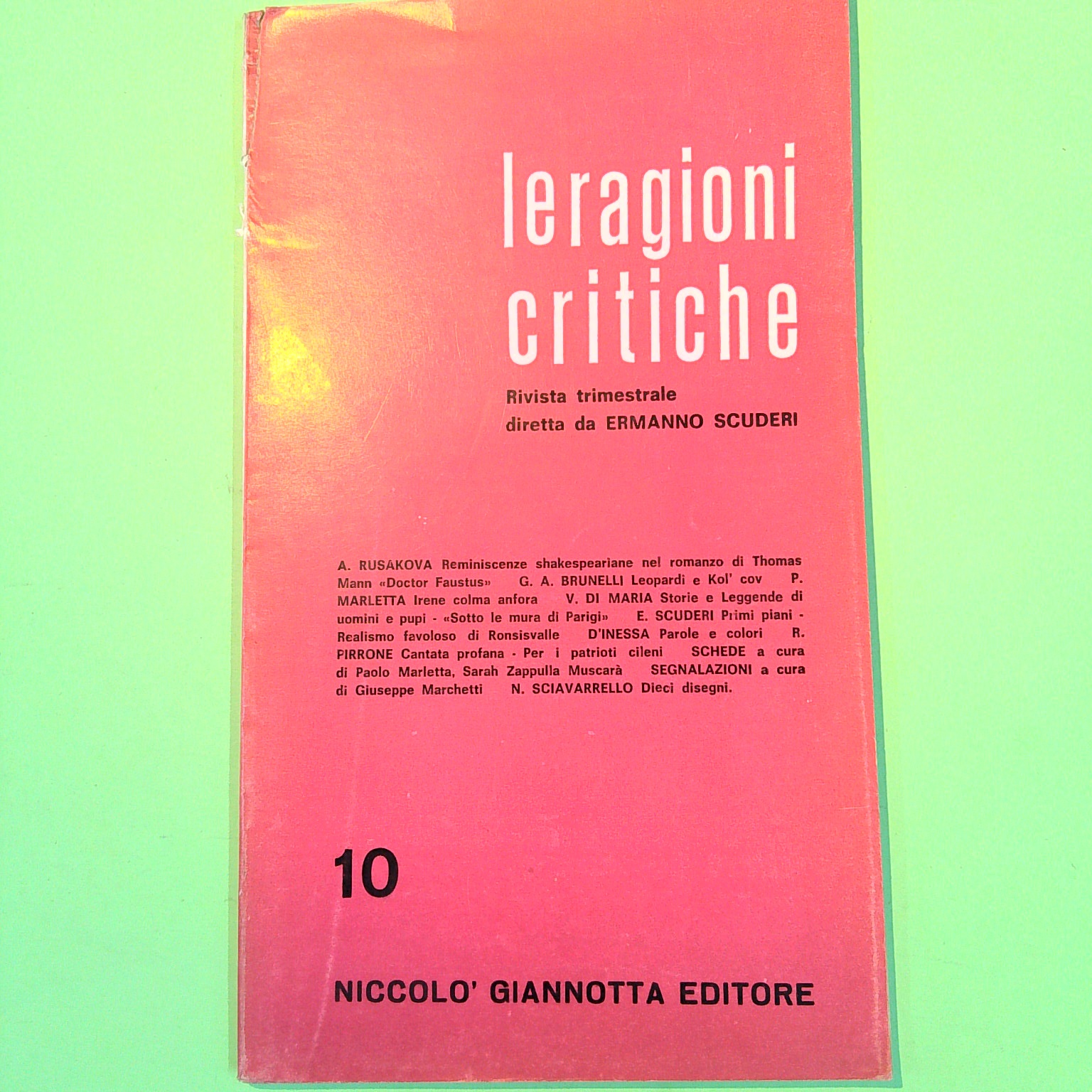 LE RAGIONI CRITICHE OTTOBRE DICEMBRE 1973 N. 10