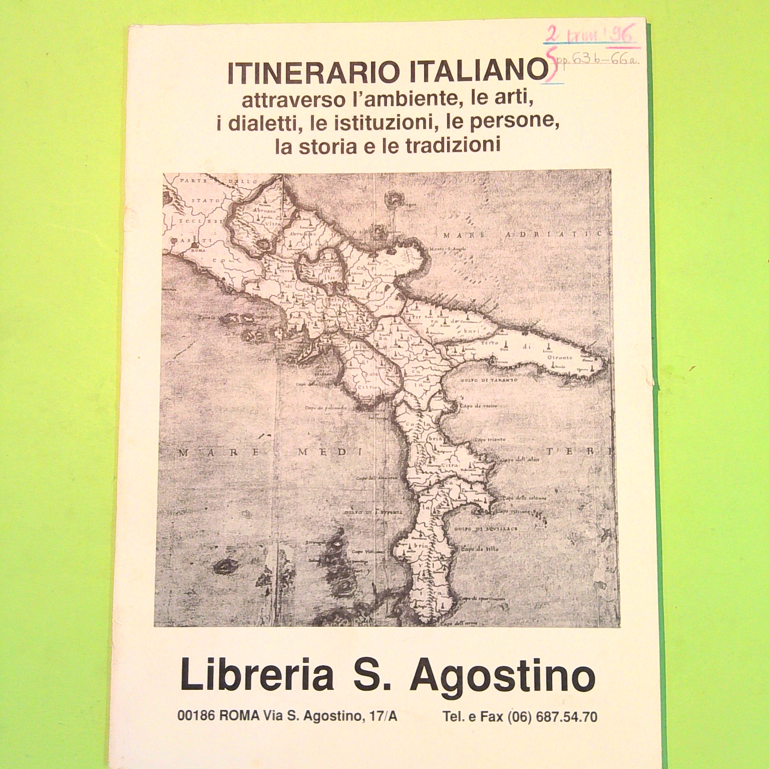 ITINERARIO ITALIANO CATALOGO LIBRERIA S. AGOSTINO