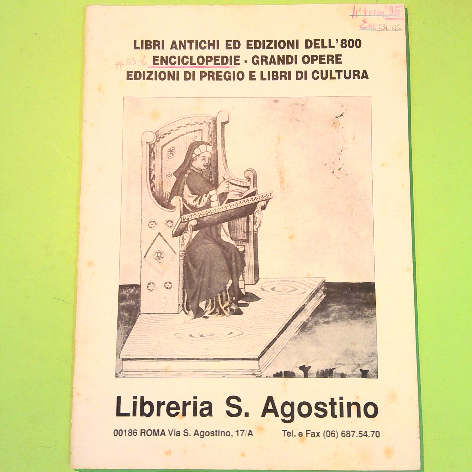 LIBRI ANTICHI ED EDIZIONI DELL'800 CATALOGO LIBRERIA S. AGOSTINO