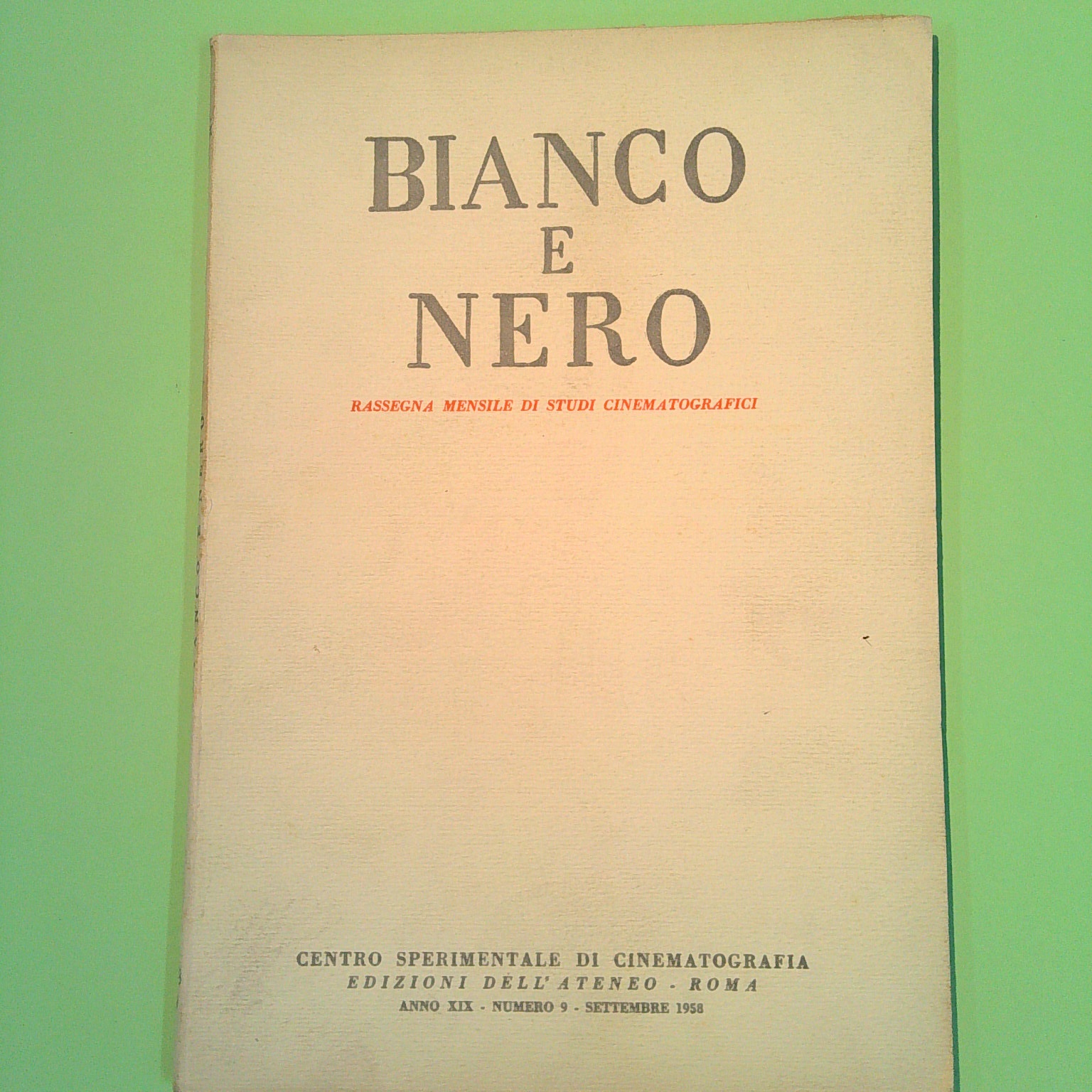 BIANCO E NERO SETTEMBRE 1958 N 9