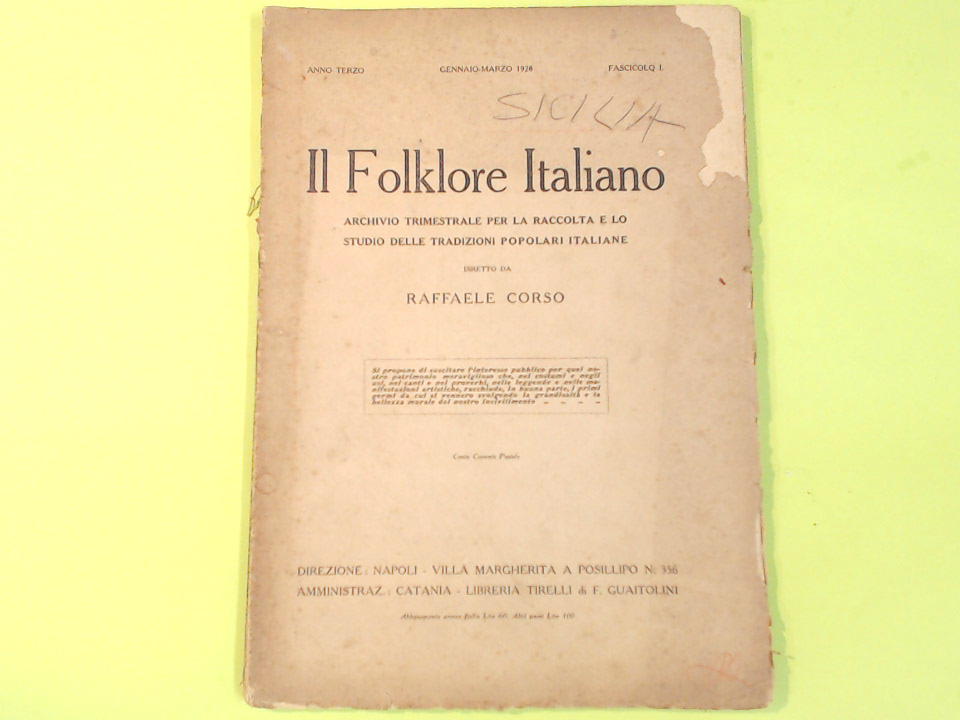 IL FOLKLORE ITALIANO GENNAIO MARZO 1928