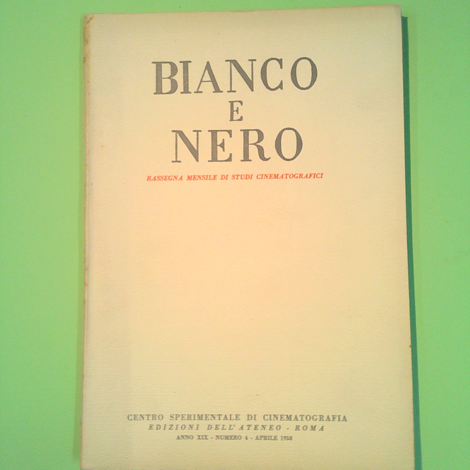 BIANCO E NERO APRILE 1958 N 4