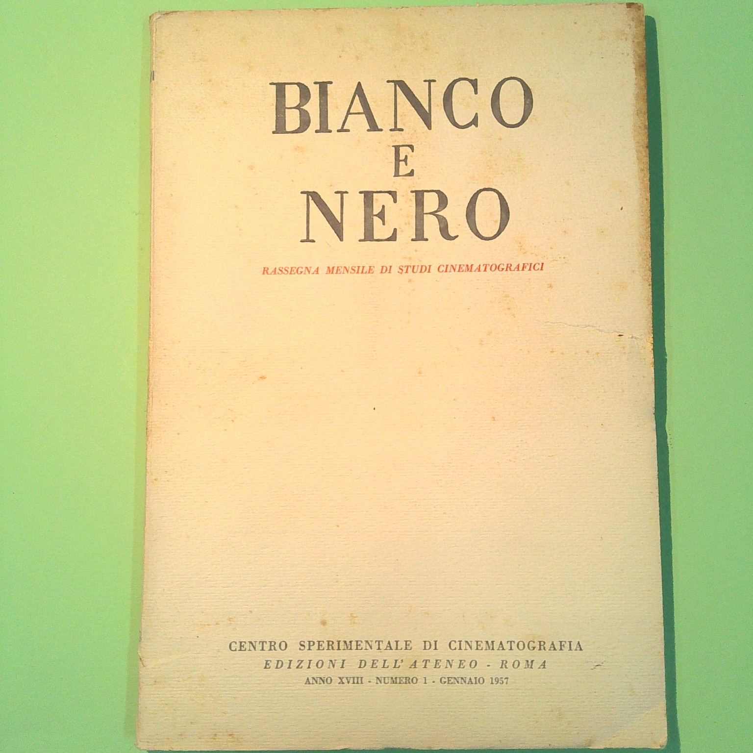 BIANCO E NERO GENNAIO 1957 N. 1