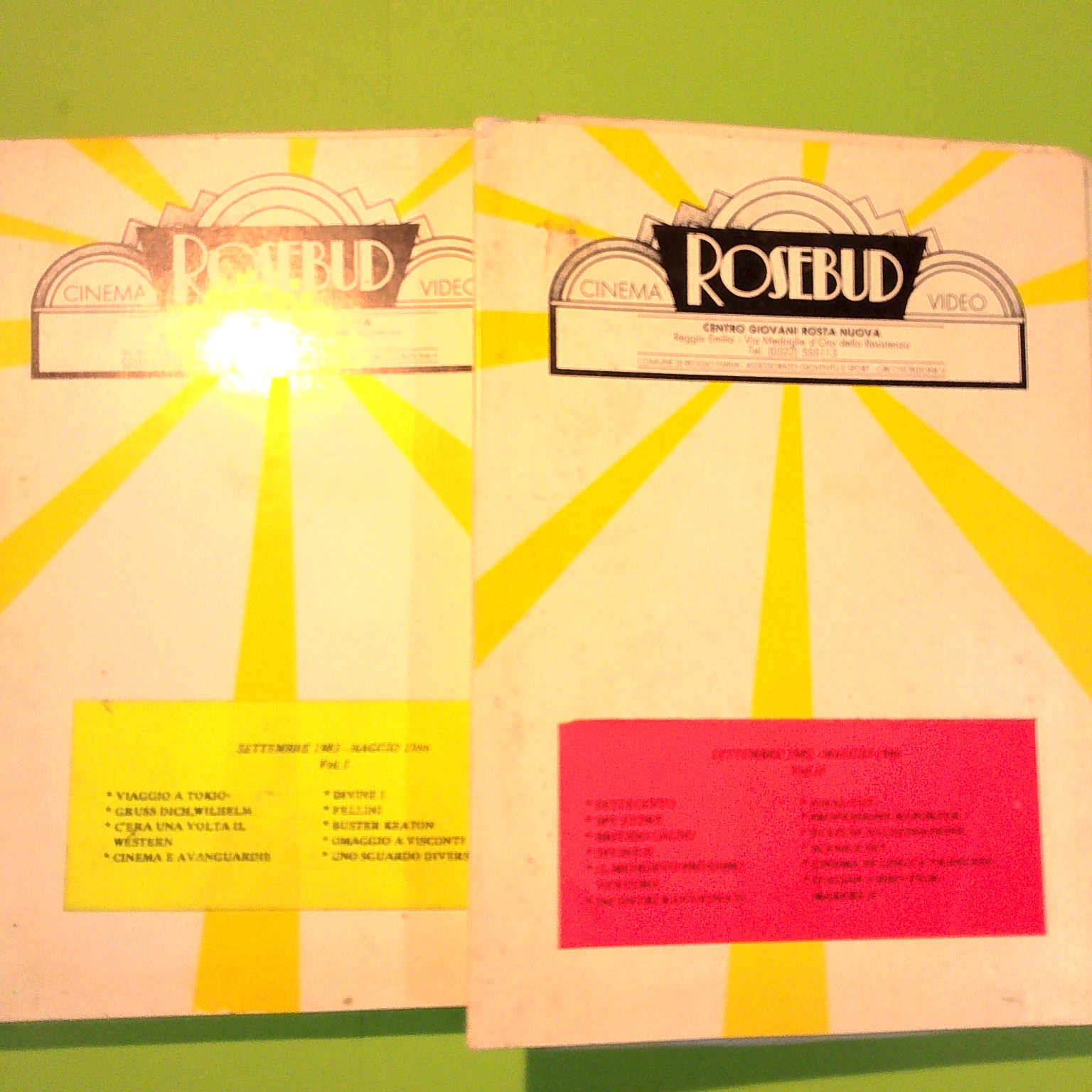 ROSEBUD CINEMA VOL I E II SETTEMBRE 1985 - MAGGIO 1986 REGGIO EMILIA