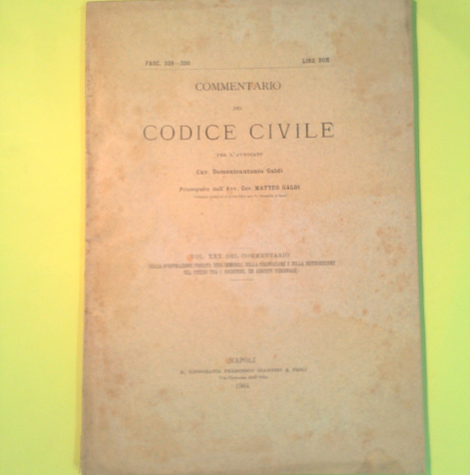COMMENTARIO DEL CODICE CIVILE VOL XXX FASC 329-330