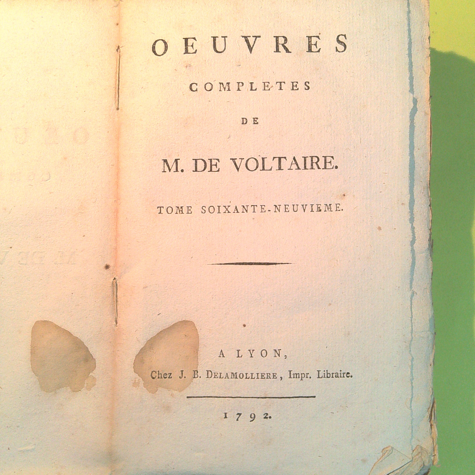 MELANGES LITTERAIRES T. II OEUVRES COMPLETES VOLTAIRE TOMO 69 - immagine 2