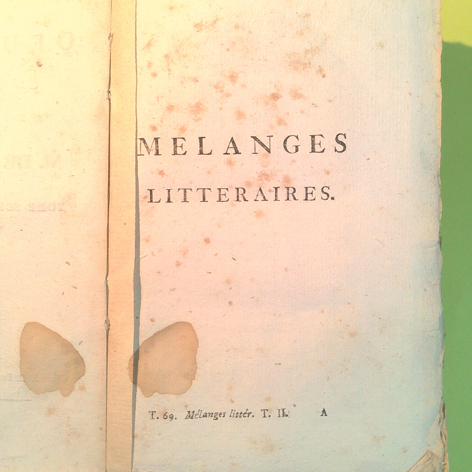 MELANGES LITTERAIRES T. II OEUVRES COMPLETES VOLTAIRE TOMO 69 - immagine 3