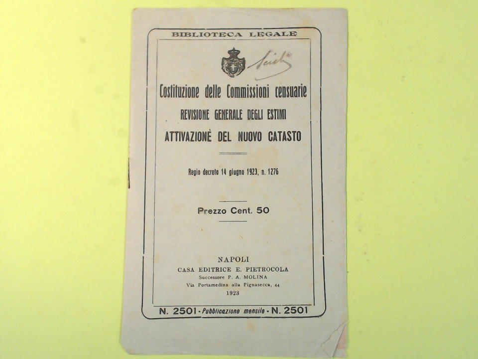 COSTITUZIONE COMMISSIONI CENSUARIE REVISIONE ESTIMI NUOVO CATASTO 1928