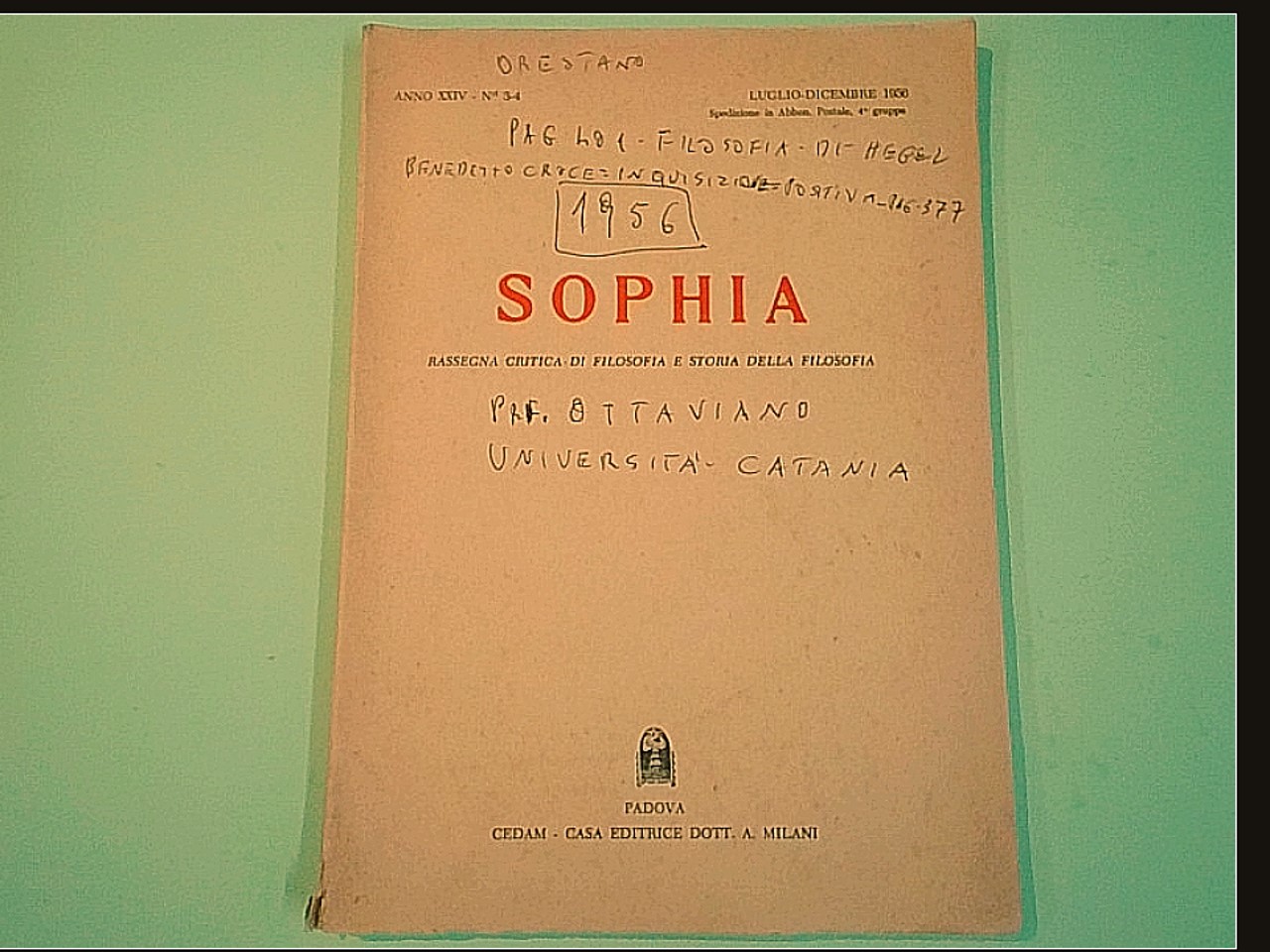 SOPHIA LUGLIO DICEMBRE 1956 N. 3 - 4