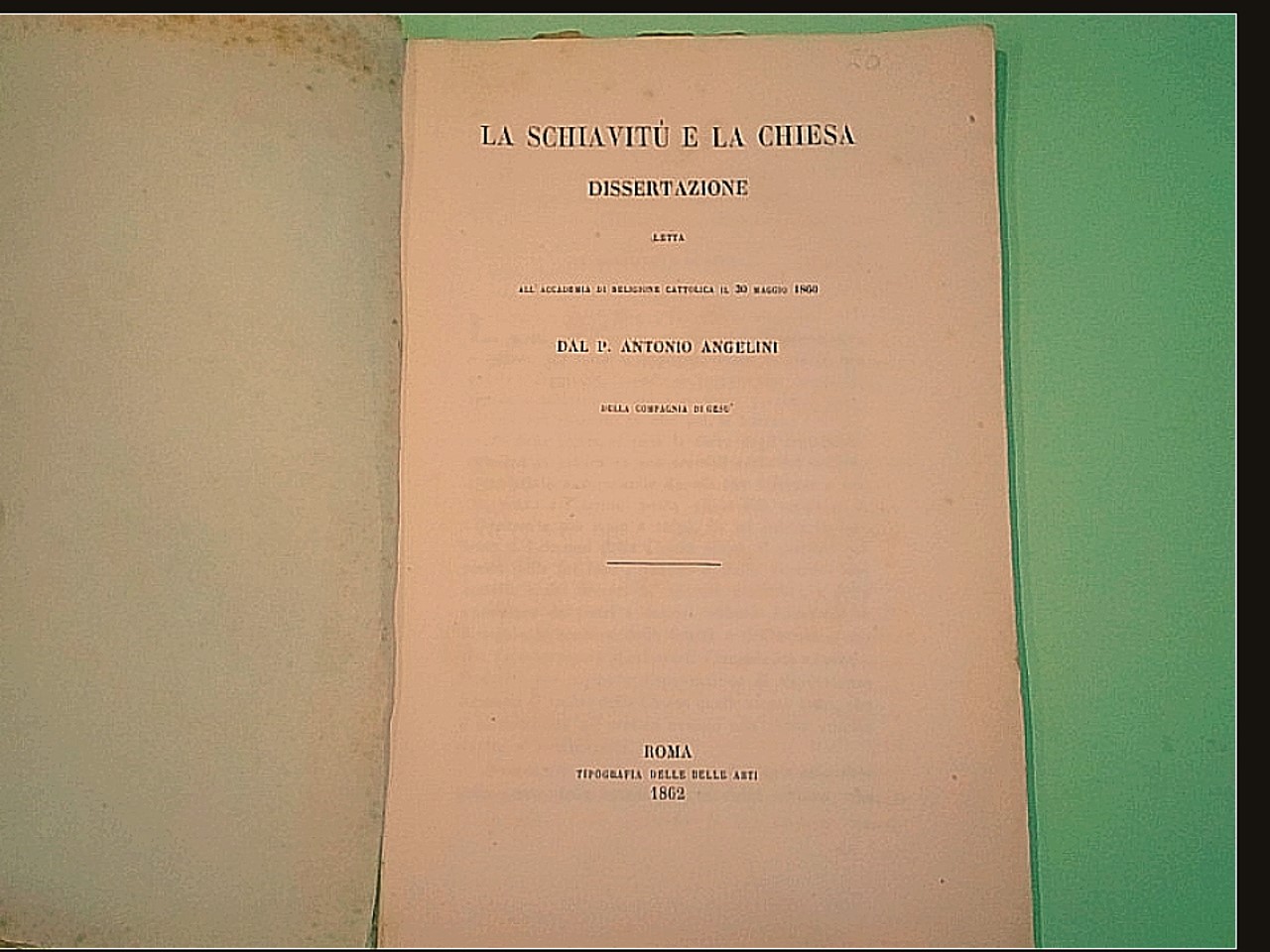 LA SCHIAVITÙ E LA CHIESA DISSERTAZIONE