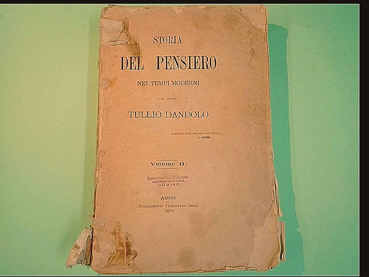 STORIA DEL PENSIERO NEI TEMPI MODERNI VOL II