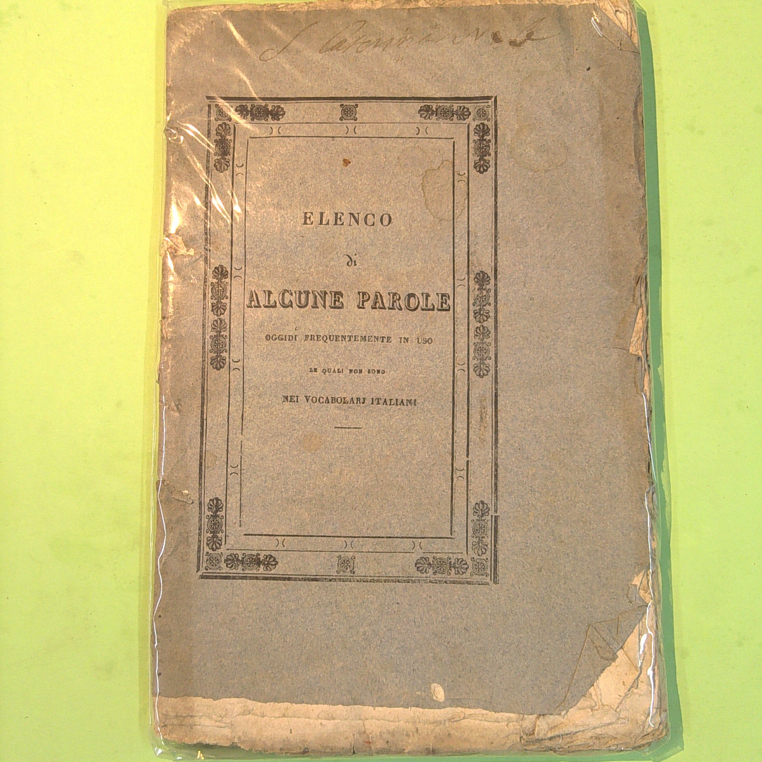 ELENCO DI ALCUNE PAROLE