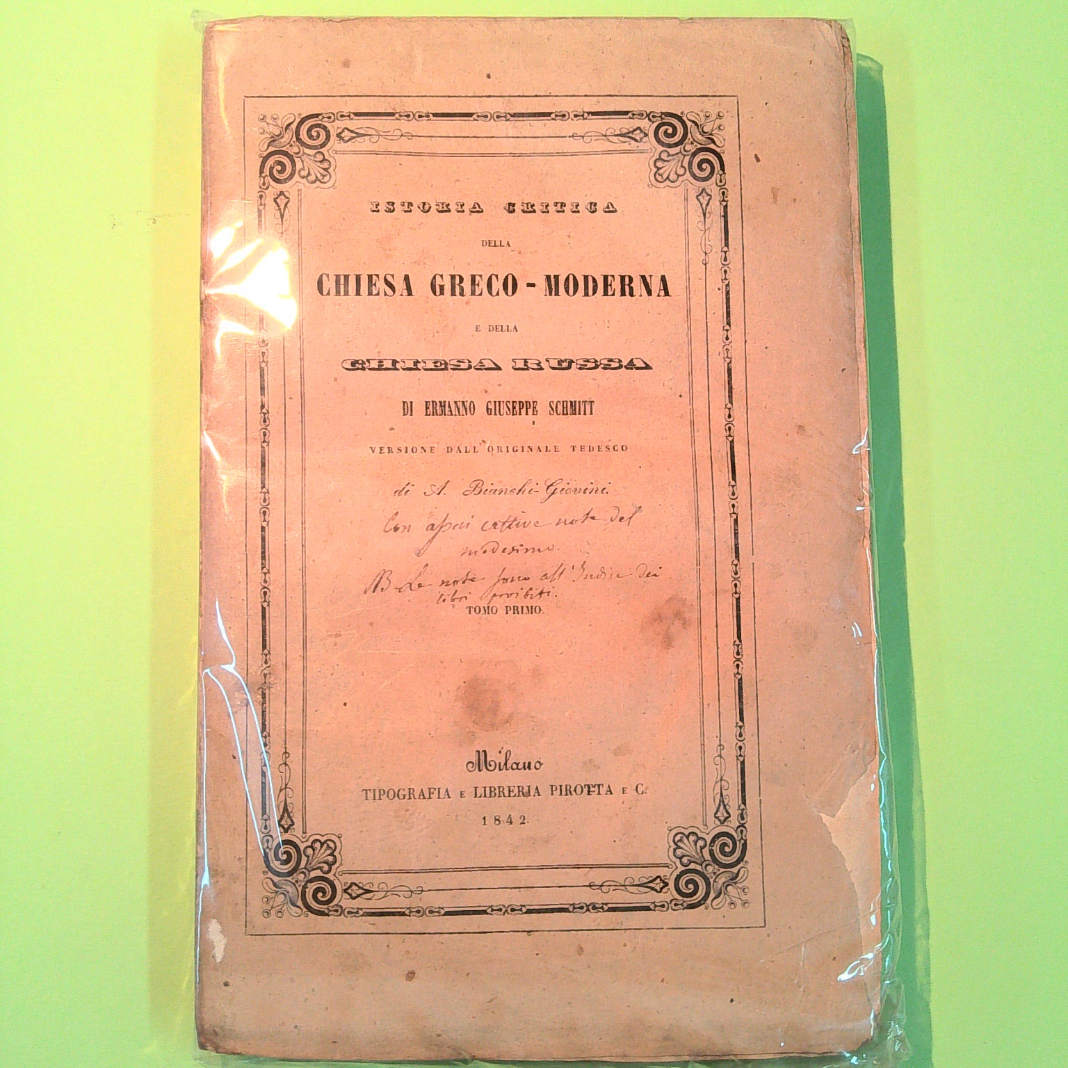 STORIA CRITICA DELLA CHIESA GRECO MODERNA E DELLA CHIESA RUSSA