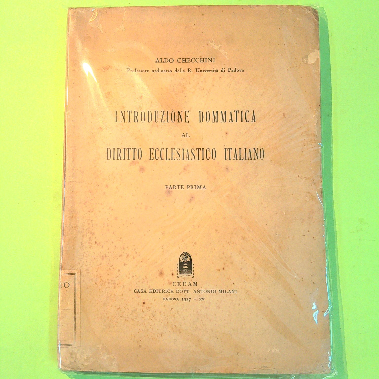 INTRODUZIONE DOMMATICA AL DIRITTO ECCLESIASTICO ITALIANO