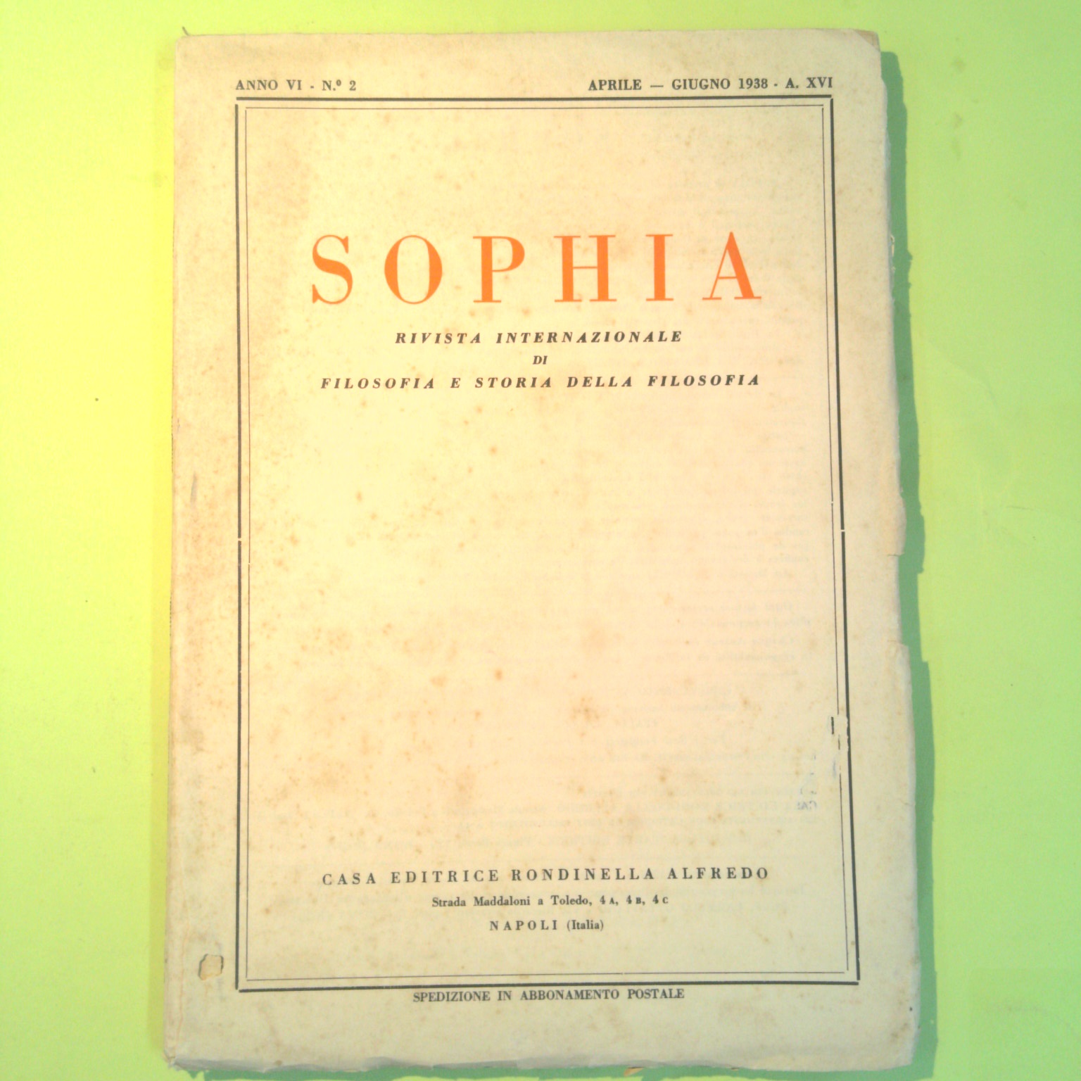 SOPHIA APRILE GIUGNO 1938 N 2