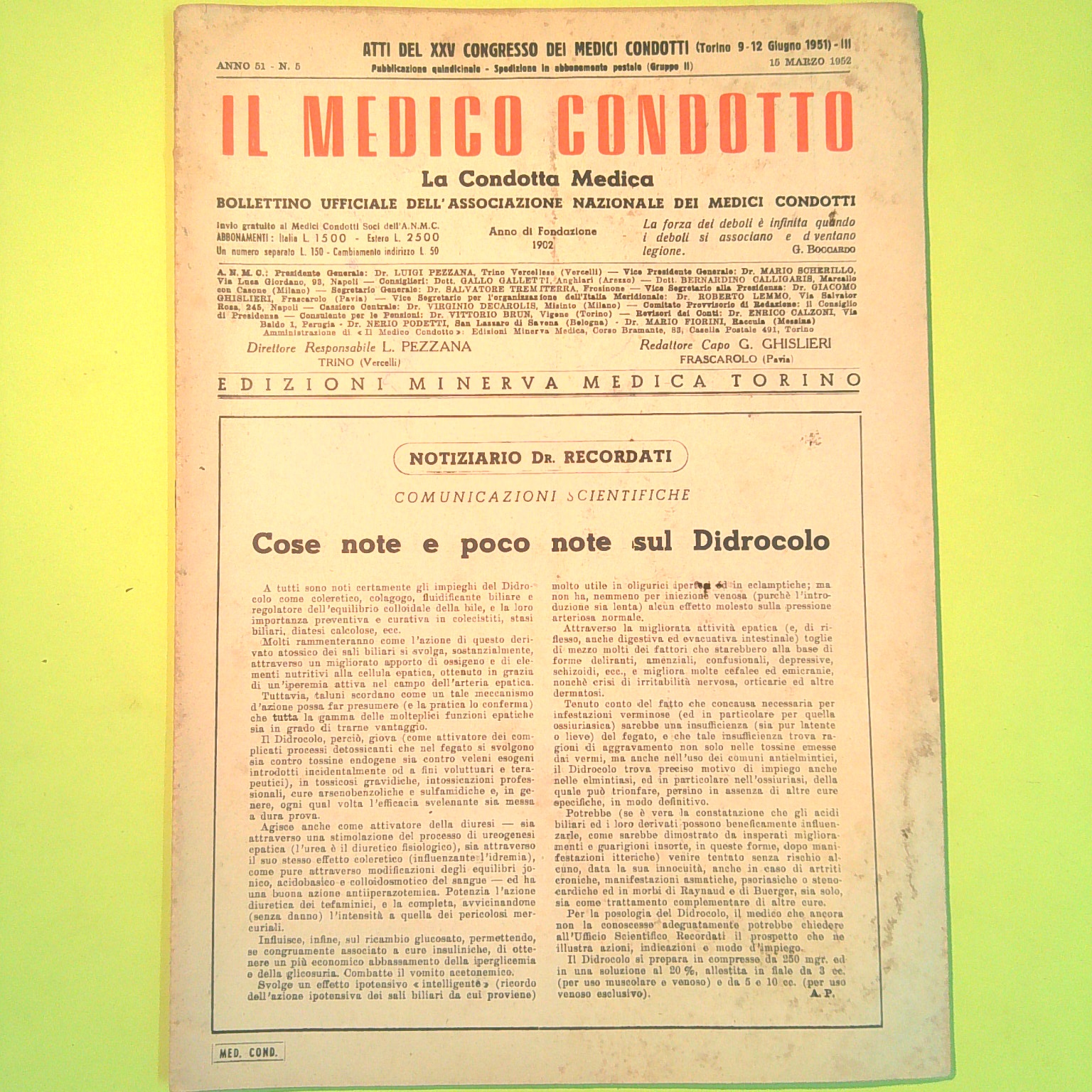 IL MEDICO CONDOTTO MARZO 1952 N 5