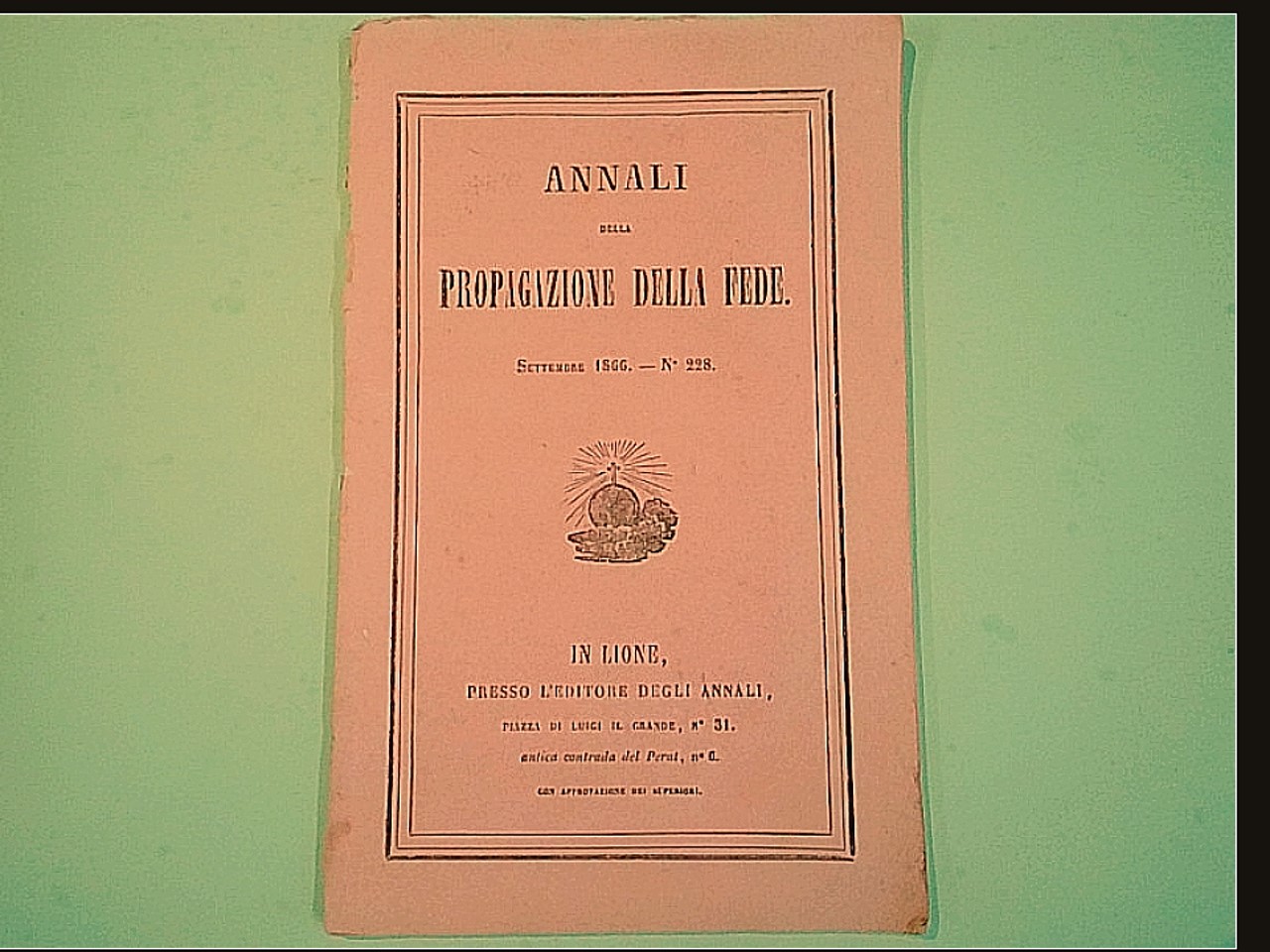 ANNALI DELLA PROPAGAZIONE DELLA FEDE SETTEMBRE 1866 N. 288