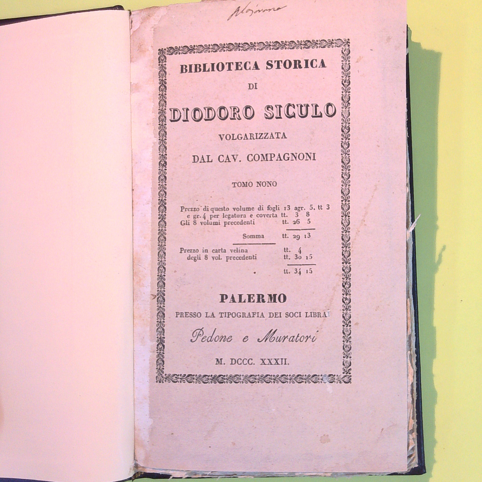 BIBLIOTECA STORICA DI DIODORO SICULO TOMO IX - immagine 2