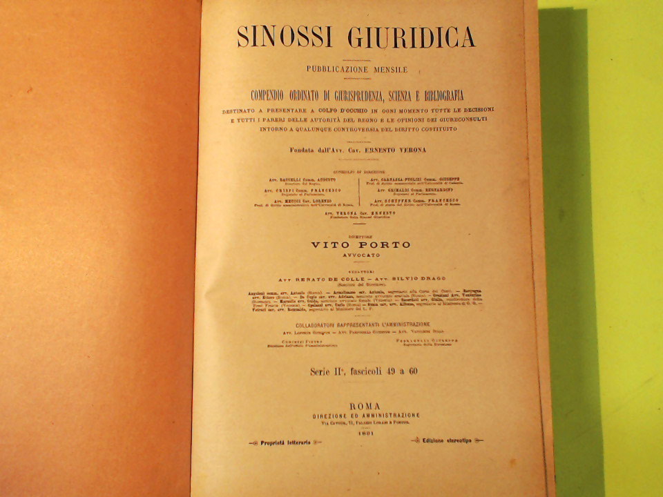 SINOSSI GIURIDICA SERIE II FASC 49 A 60 - immagine 2